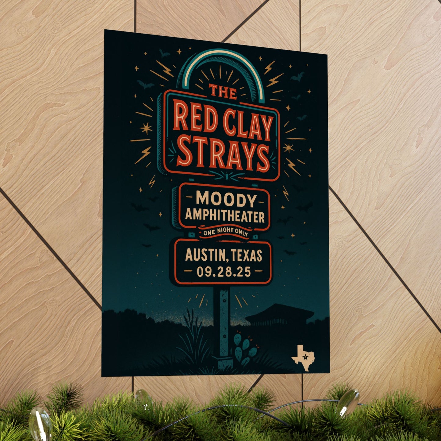 The Red Clay Strays Austin TX Concert Print | September 28, 2025 | Moody Amphitheater | Variant 2