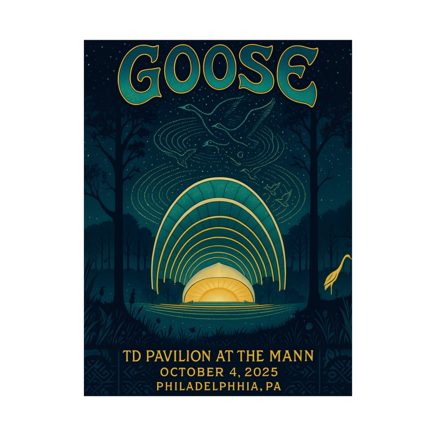 Goose TD Pavilion at The Mann | October 4, 2025 | Philadelphia PA | Concert Poster | Limited Edition | Variant 1
