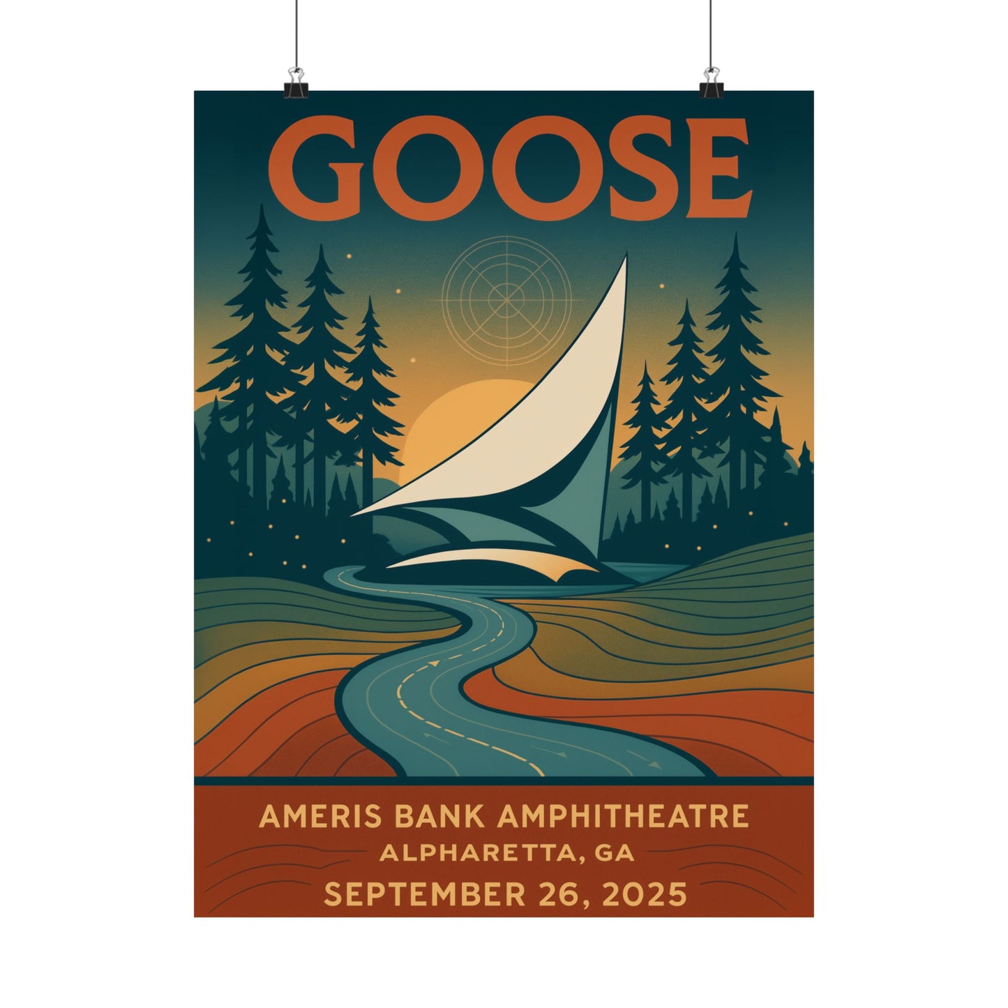 Goose Alpharetta September 26,2025 Concert Print | Ameris Bank Amphitheatre | Concert Print | Version 2