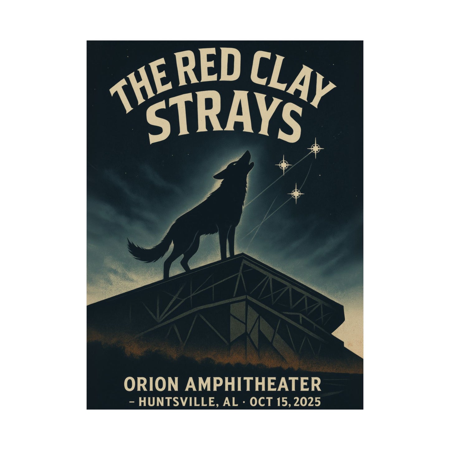 The Red Clay Strays Huntsville, AL Concert Print | October 15, 2025 | Orion Amphitheater | Variant 2