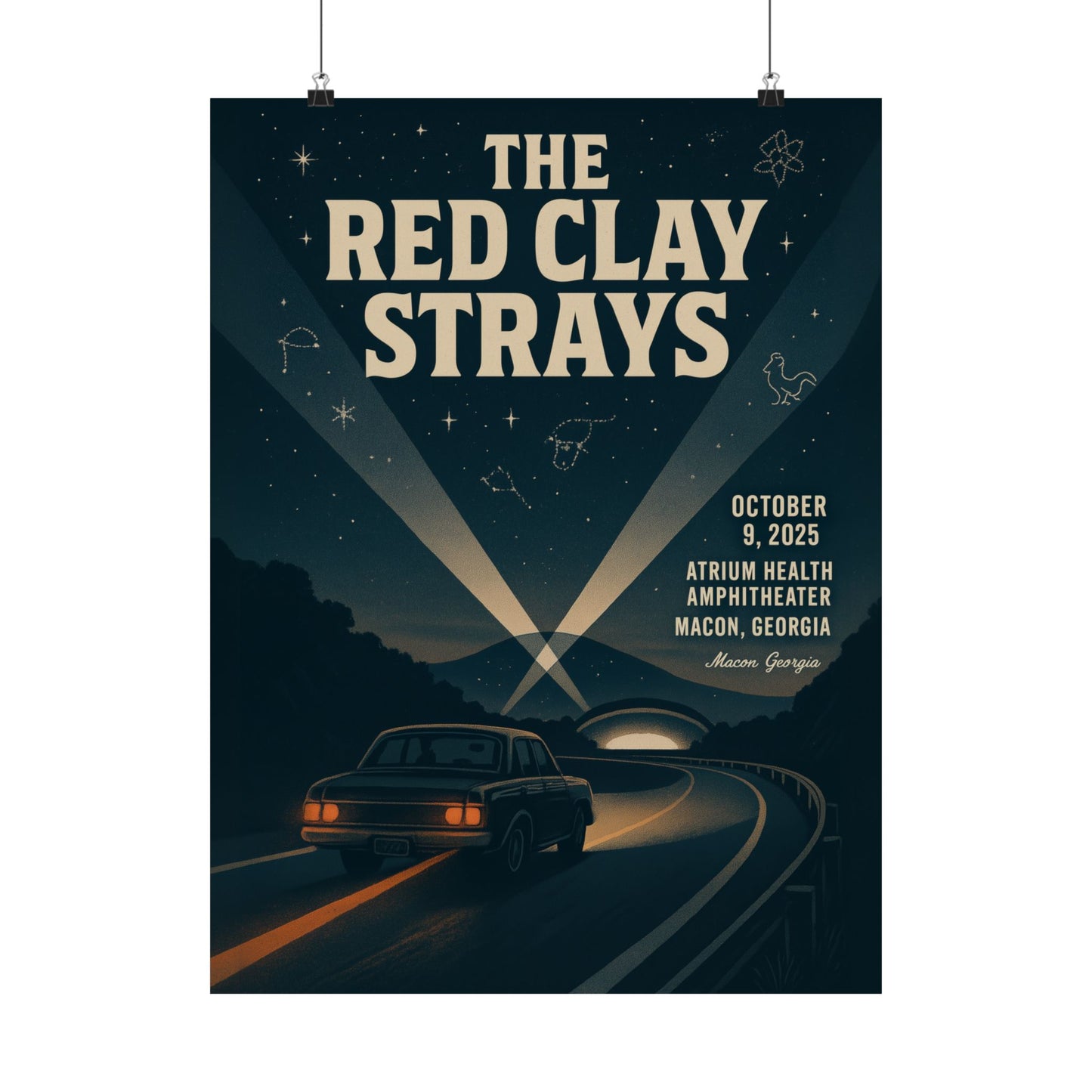 The Red Clay Strays Macon GA Concert Print | October 9, 2025 | Atrium Health Amphitheater | Variant 2