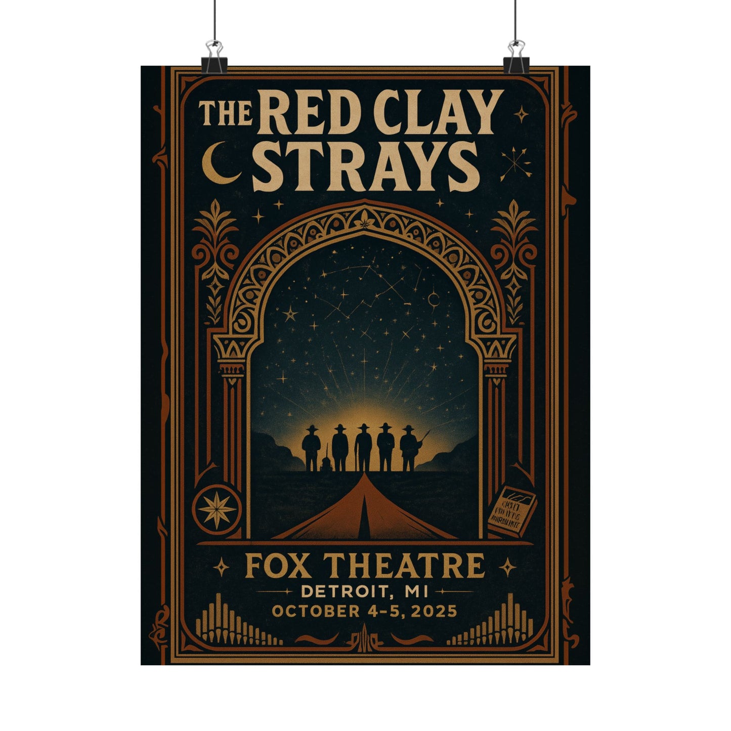 The Red Clay Strays Detroit MI Concert Print | October 4-5, 2025 | Fox Theatre | Variant 1