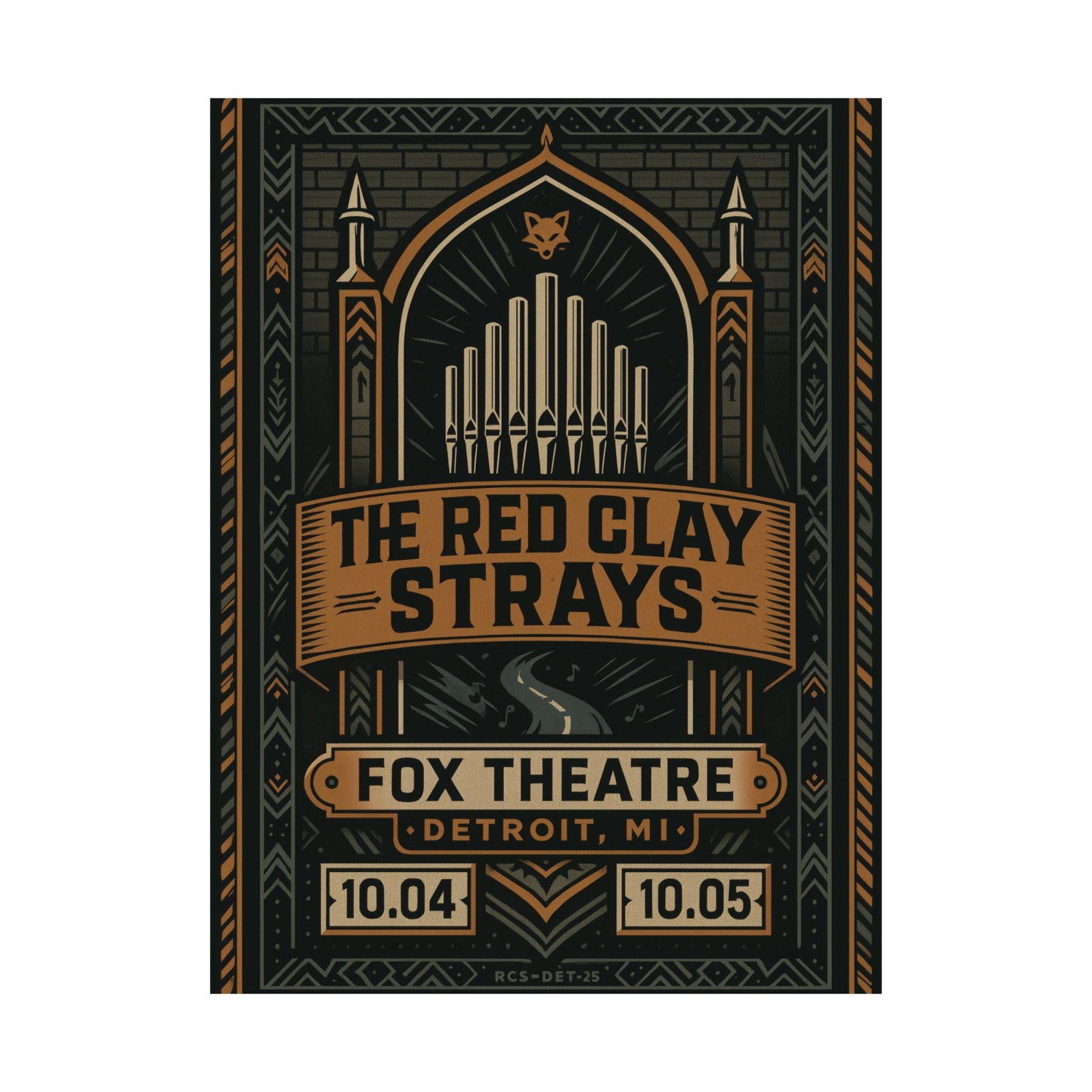 The Red Clay Strays Detroit MI Concert Print | October 4-5, 2025 | Fox Theatre | Variant 2