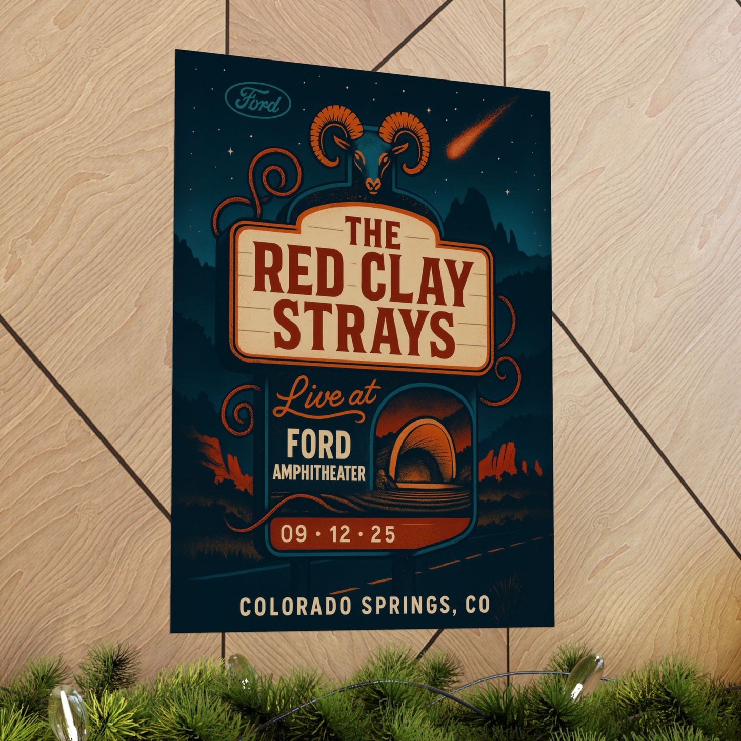 The Red Clay Strays Colorado Springs Concert Poster | September 12, 2025| Ford Amphitheater | Variant 3