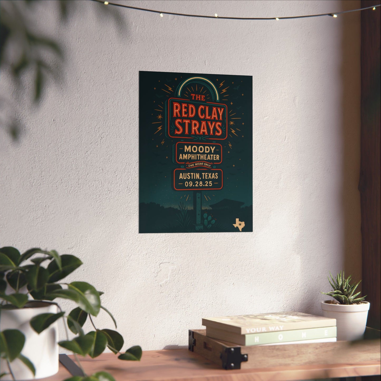 The Red Clay Strays Austin TX Concert Print | September 28, 2025 | Moody Amphitheater | Variant 2