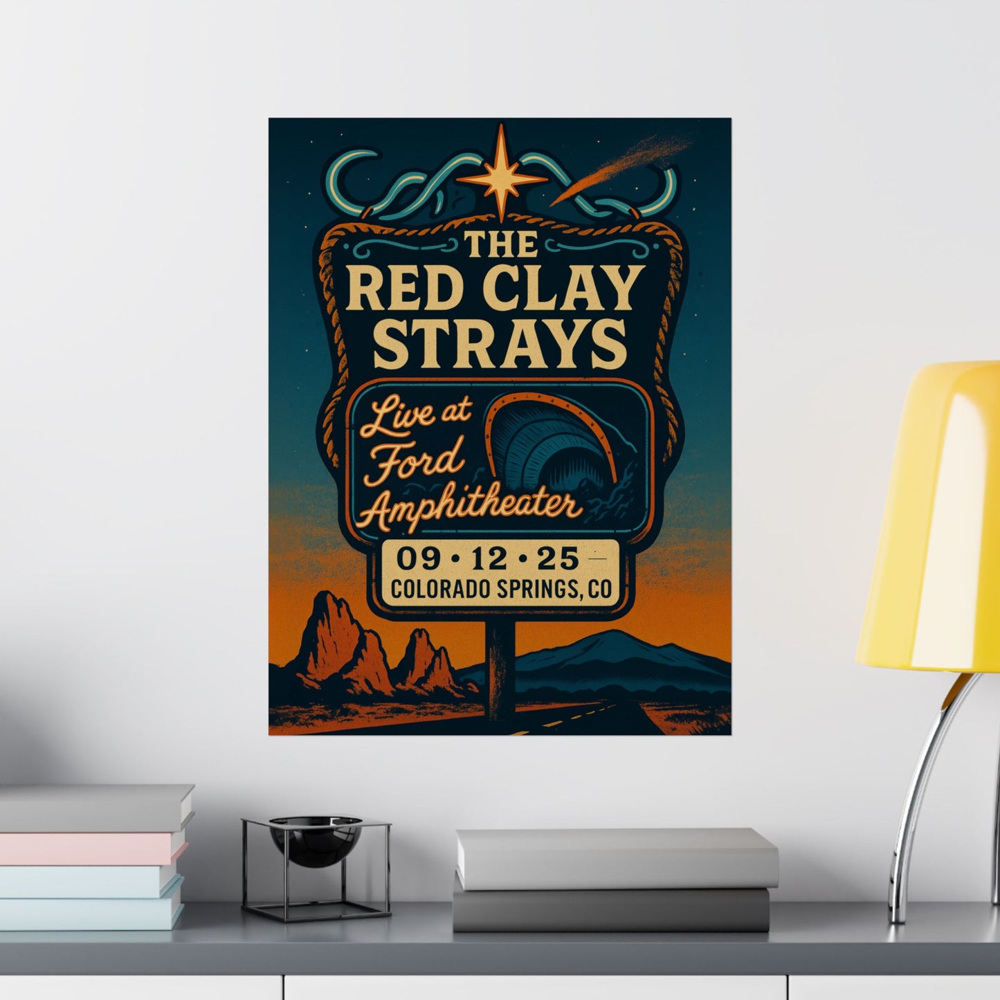 The Red Clay Strays Colorado Springs Concert Poster | September 12, 2025| Ford Amphitheater | Variant 2