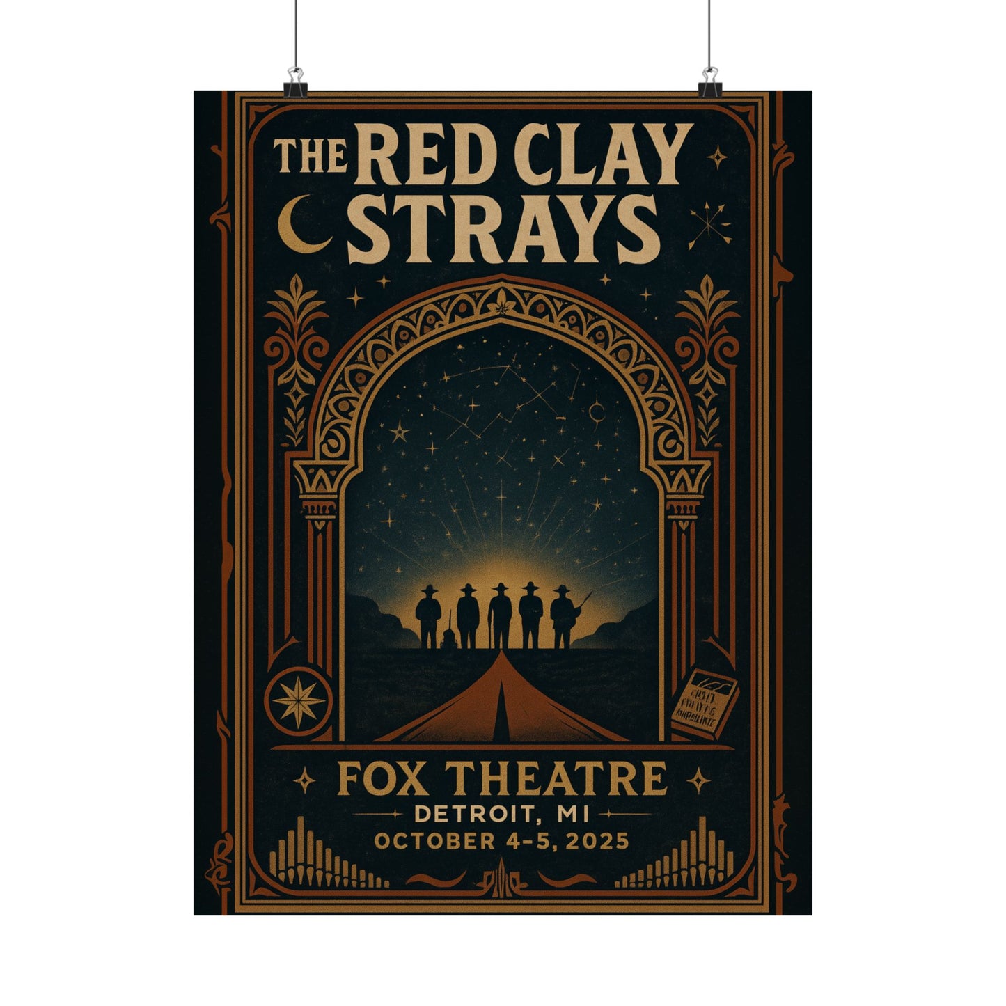 The Red Clay Strays Detroit MI Concert Print | October 4-5, 2025 | Fox Theatre | Variant 1