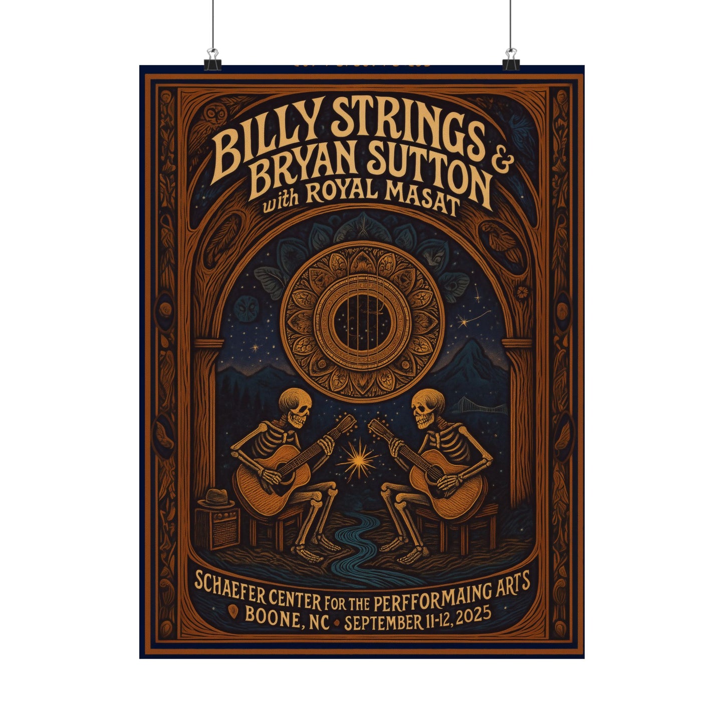 Billy Strings & Bryan Sutton September 11 + 12, 2025 | Boone NC Concert Print - Schaefer Center | Fan Art