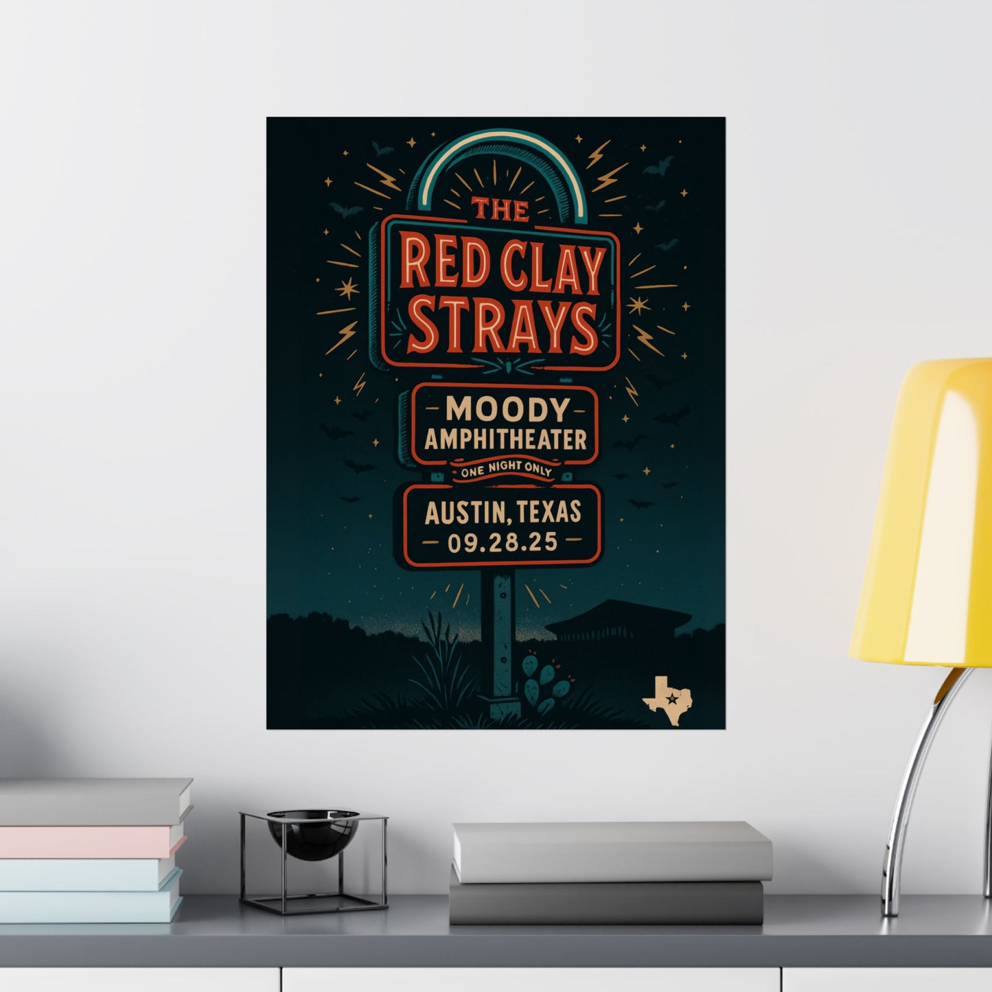 The Red Clay Strays Austin TX Concert Print | September 28, 2025 | Moody Amphitheater | Variant 2