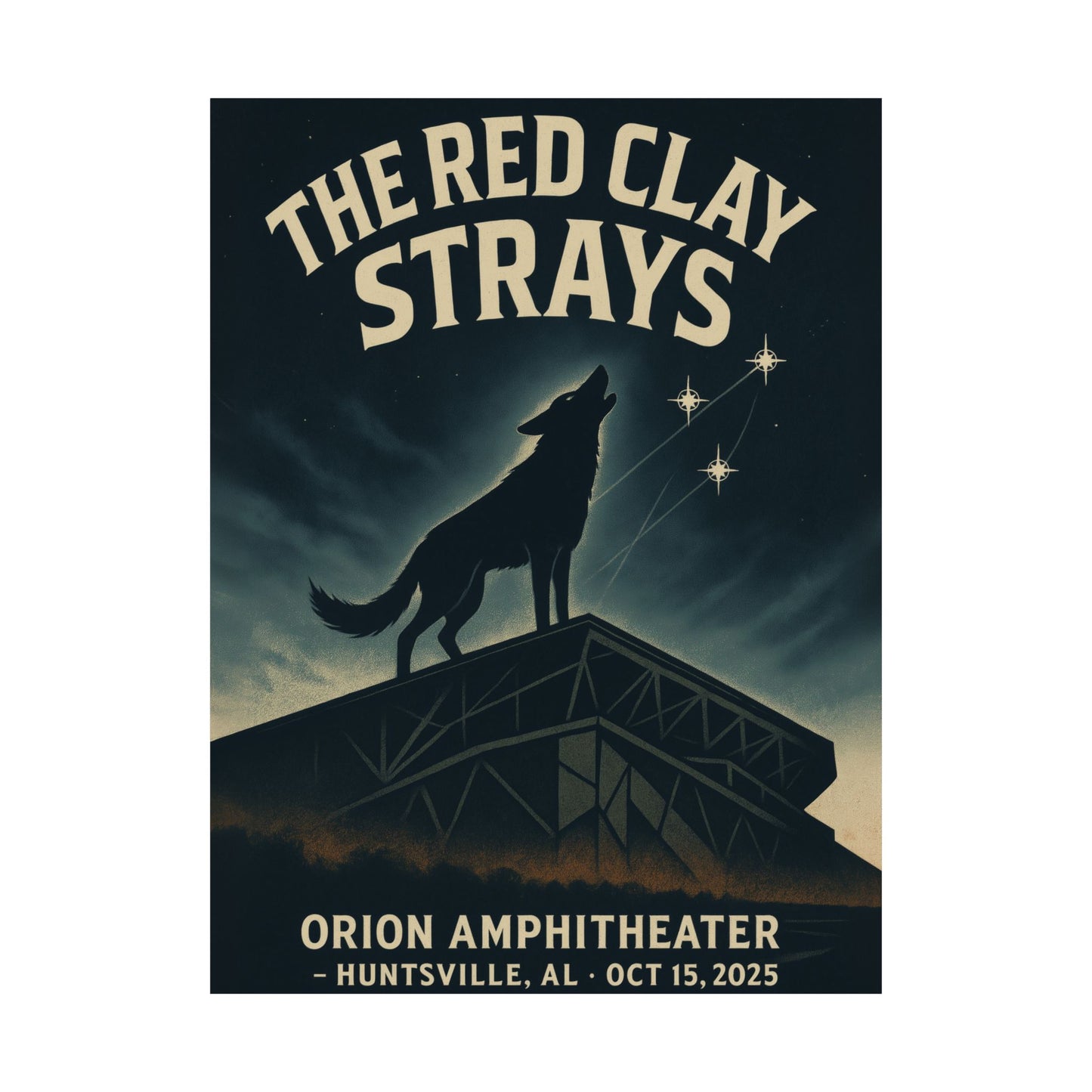 The Red Clay Strays Huntsville, AL Concert Print | October 15, 2025 | Orion Amphitheater | Variant 2