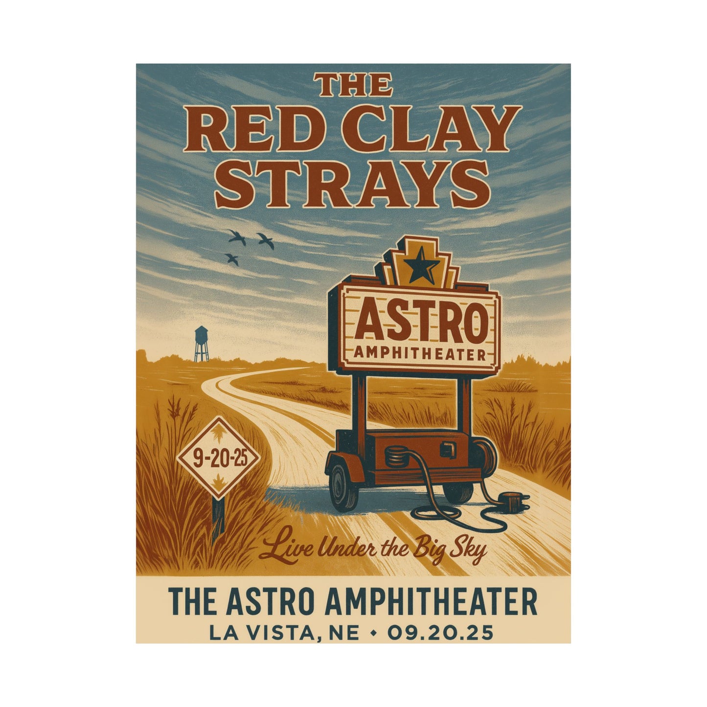 The Red Clay Strays La Vista NE Concert Print | September 20, 2025 | Astro Amphitheater | Variant 1