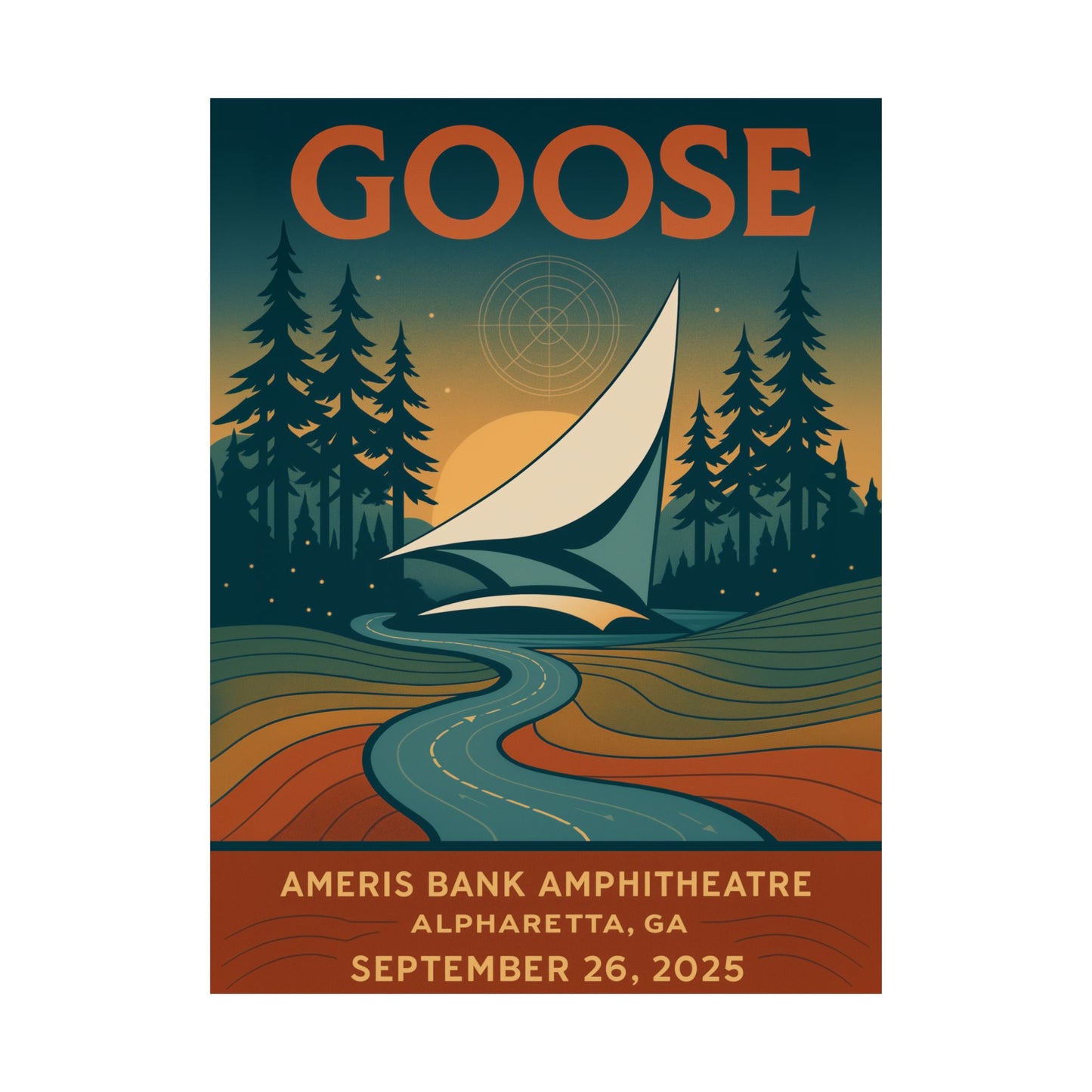 Goose Alpharetta September 26,2025 Concert Print | Ameris Bank Amphitheatre | Concert Print | Version 2