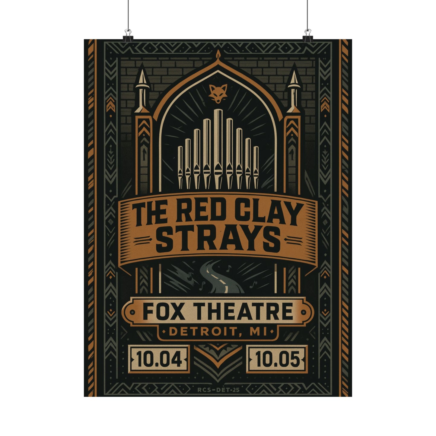 The Red Clay Strays Detroit MI Concert Print | October 4-5, 2025 | Fox Theatre | Variant 2