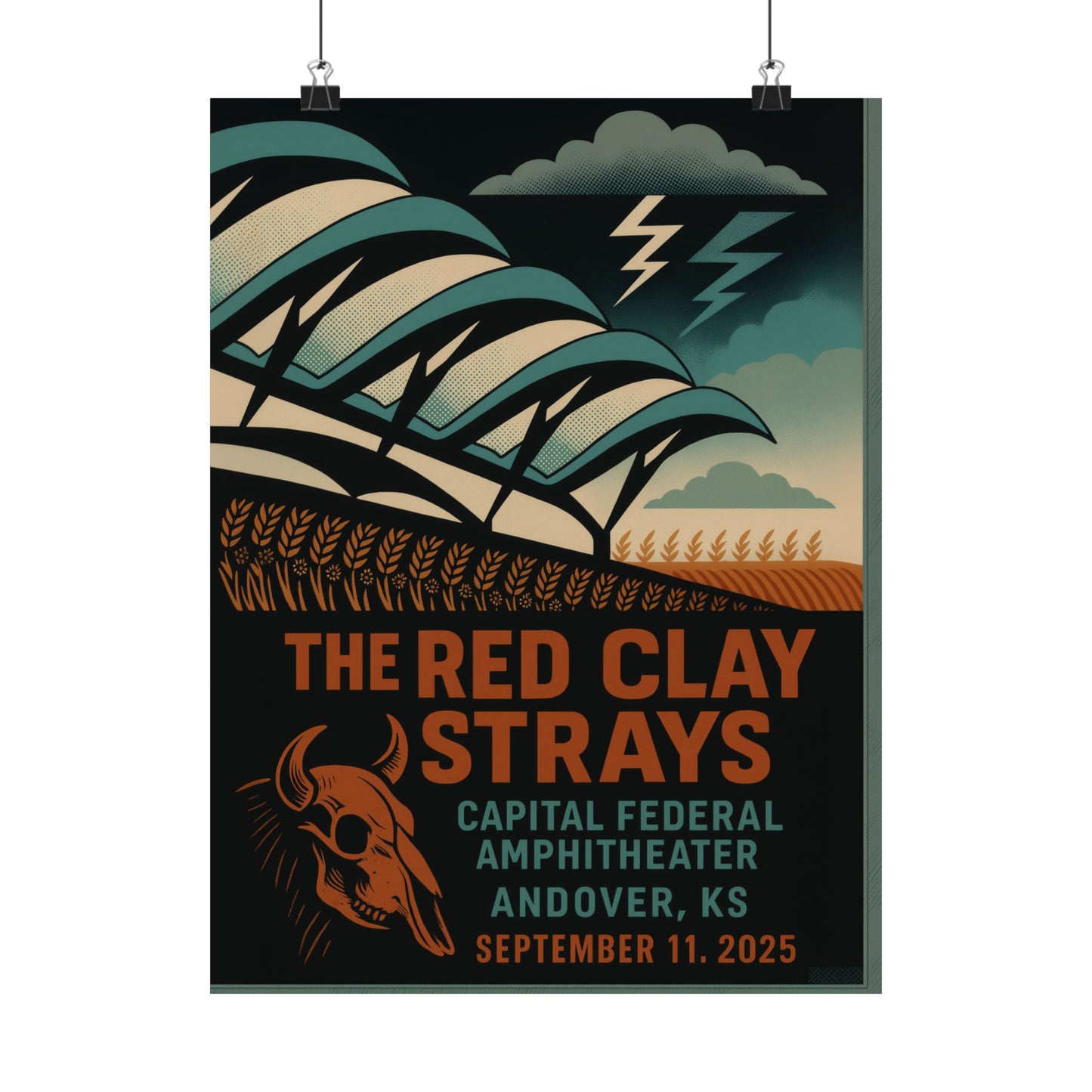 The Red Clay Strays Andover KS Print | September 11, 2025 | Capital Federal Amphitheater | Concert Poster | Variant 2