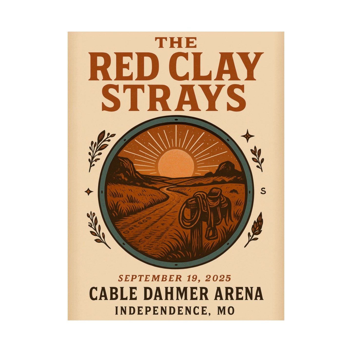 The Red Clay Strays Independence MO Concert Print | September 19, 2025 | Cable Dahmer Arena | Variant 1