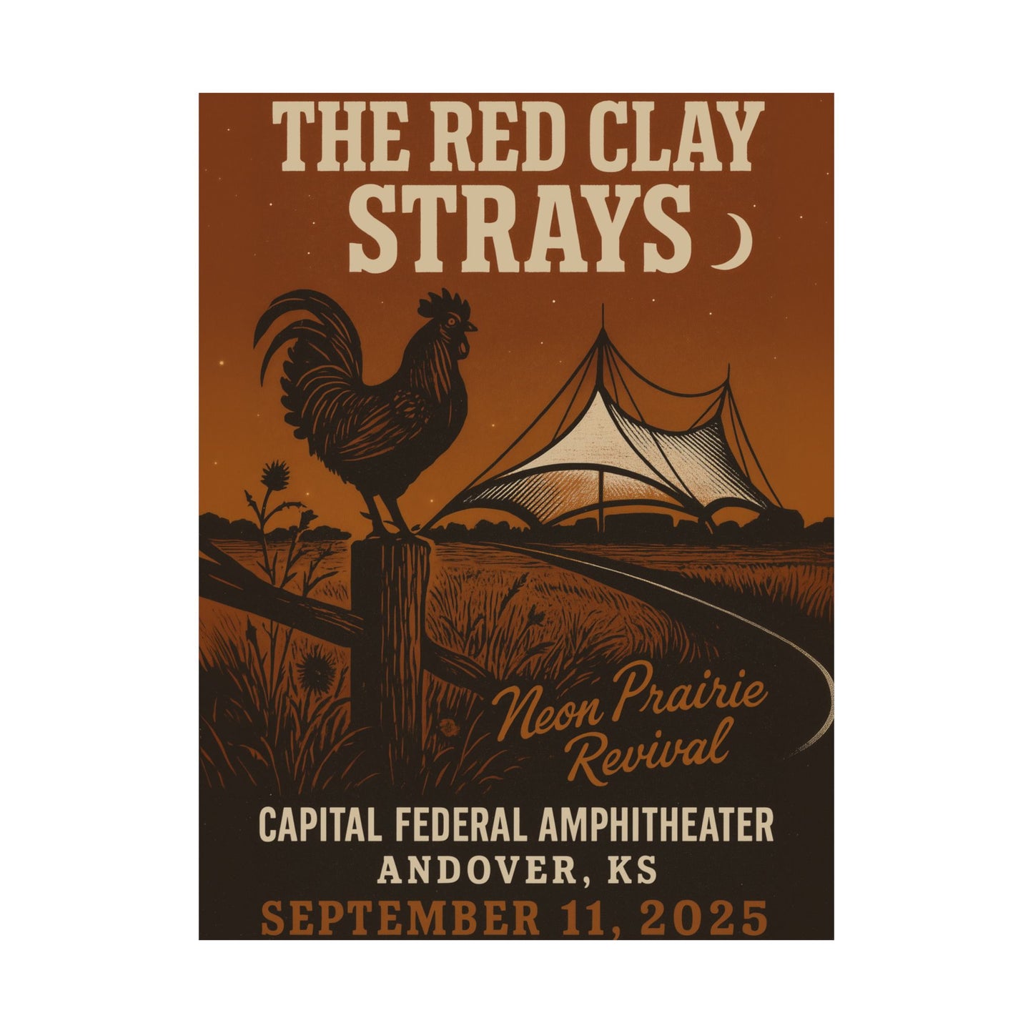 The Red Clay Strays Andover KS Print | September 11, 2025 | Capital Federal Amphitheater | Concert Poster | Variant 1