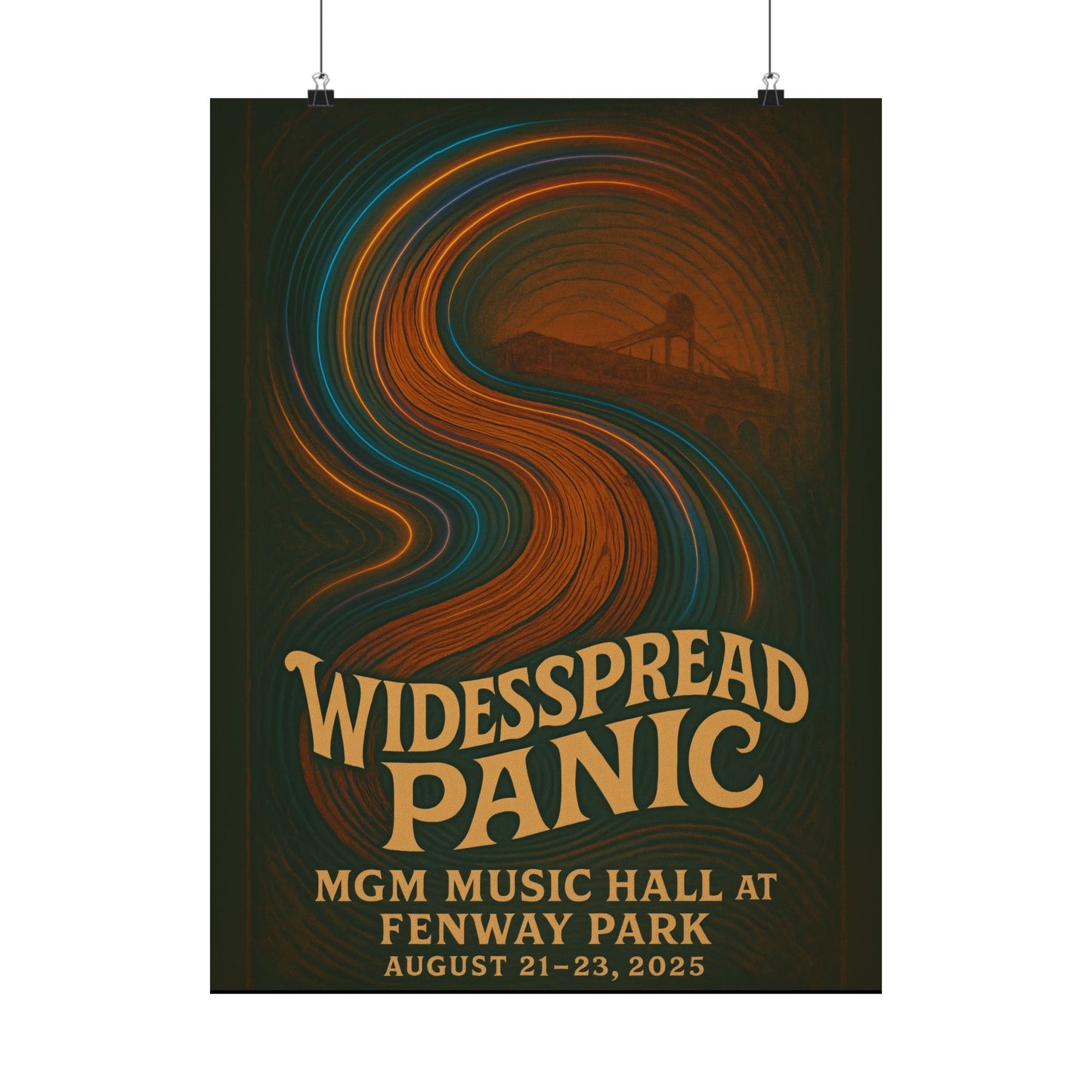 Widespread Panic Fenway Park Concert Poster - MGM Music Hall August 2025 - Vintage Jam Band Wall Art, Music Lover Gift