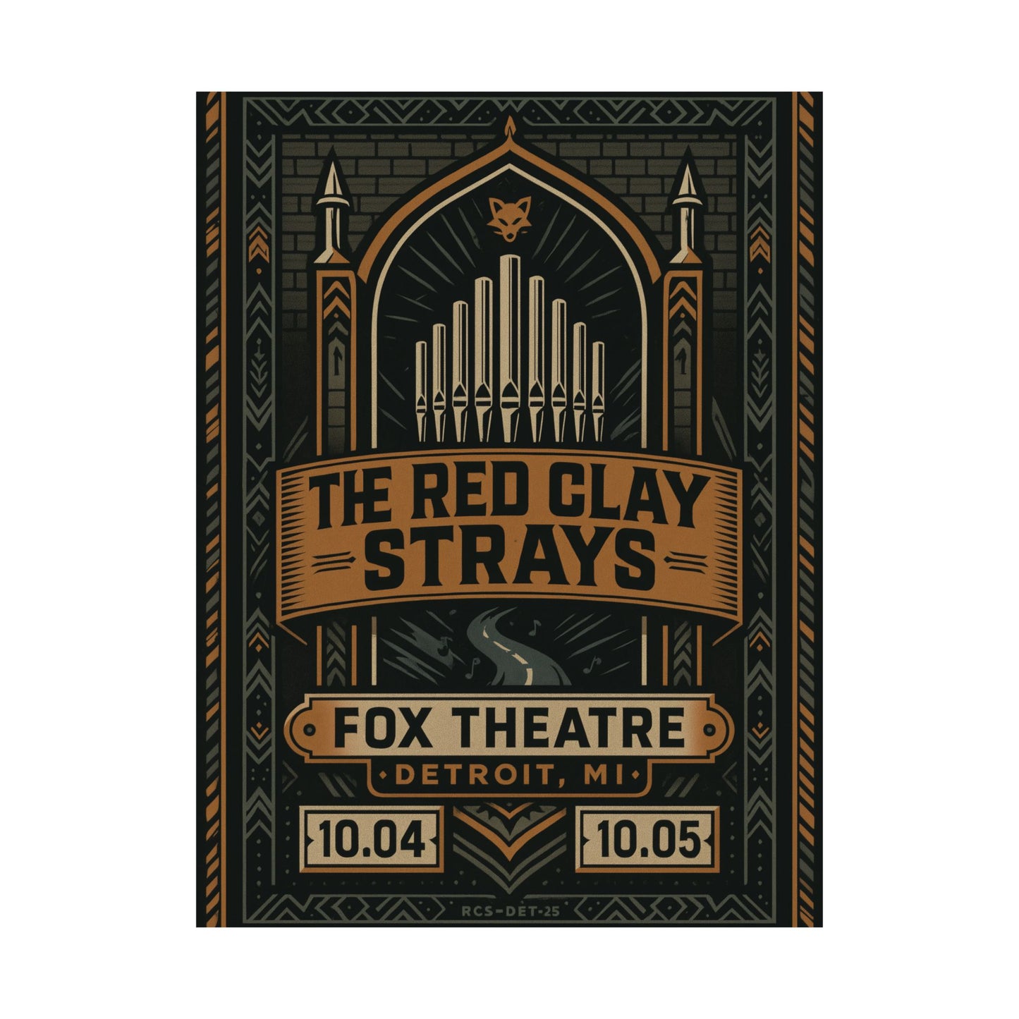 The Red Clay Strays Detroit MI Concert Print | October 4-5, 2025 | Fox Theatre | Variant 2