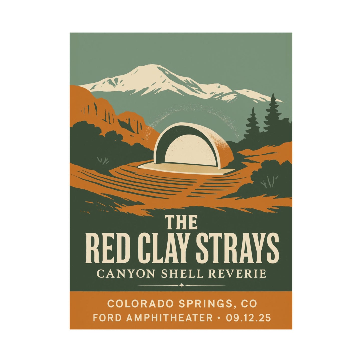 The Red Clay Strays Colorado Springs Concert Poster | September 12, 2025| Ford Amphitheater | Variant 1