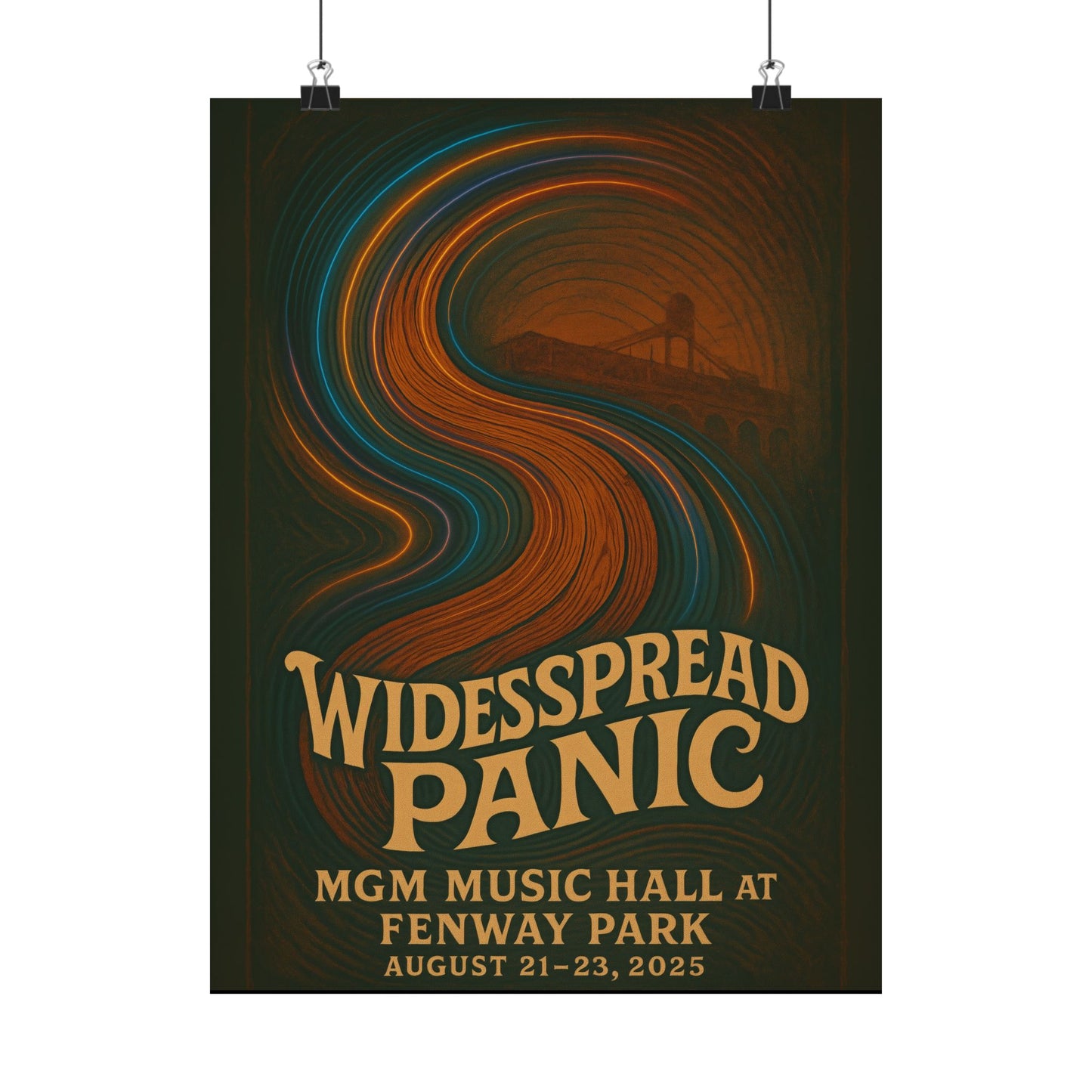 Widespread Panic Fenway Park Concert Poster - MGM Music Hall August 2025 - Vintage Jam Band Wall Art, Music Lover Gift