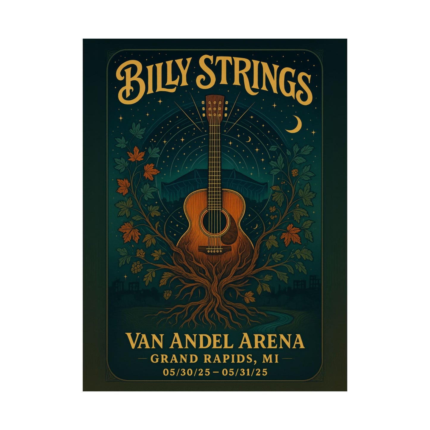 Billy Strings Grand Rapids Concert Print | May 30 - 31, 2025 | Van Andel Arena