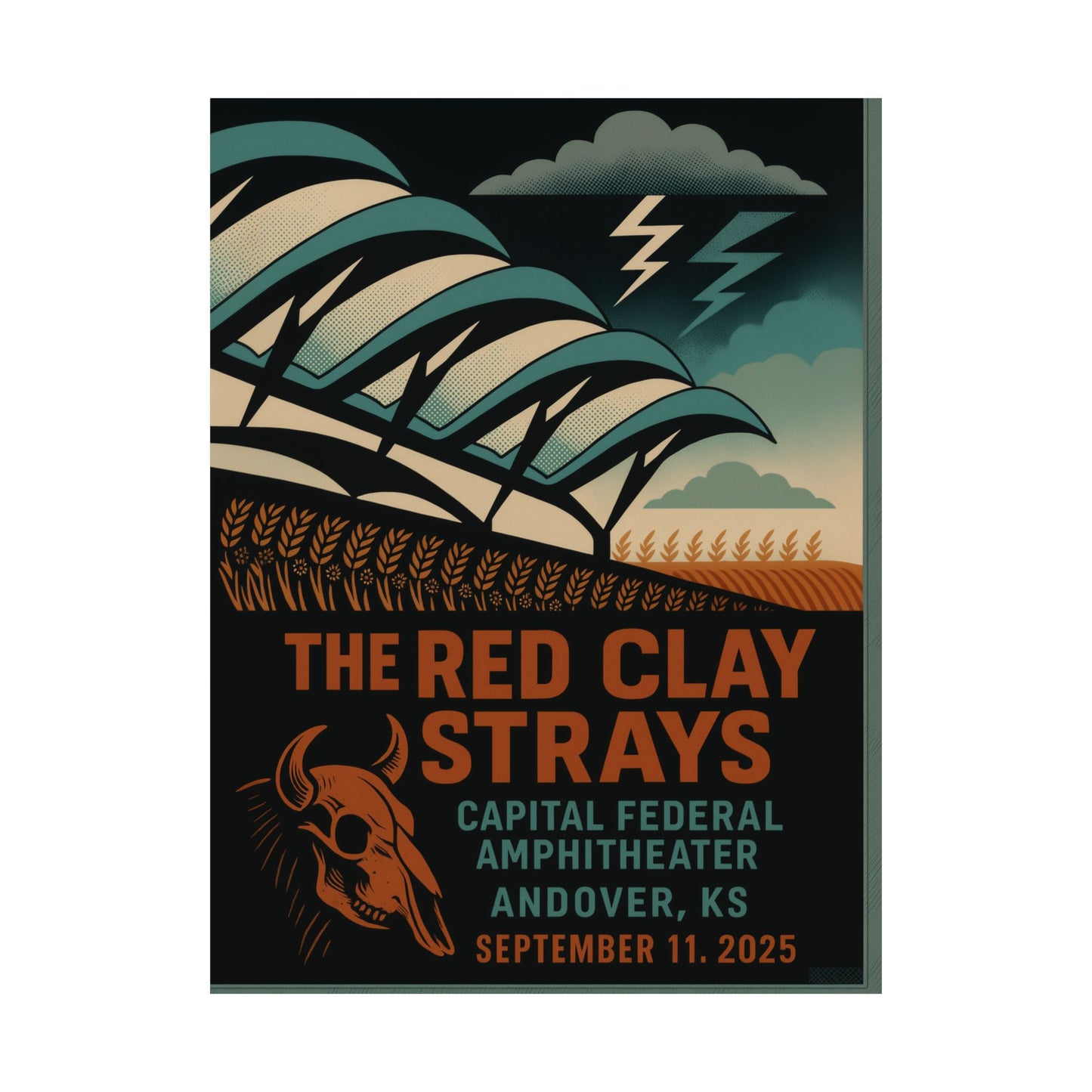 The Red Clay Strays Andover KS Print | September 11, 2025 | Capital Federal Amphitheater | Concert Poster | Variant 2