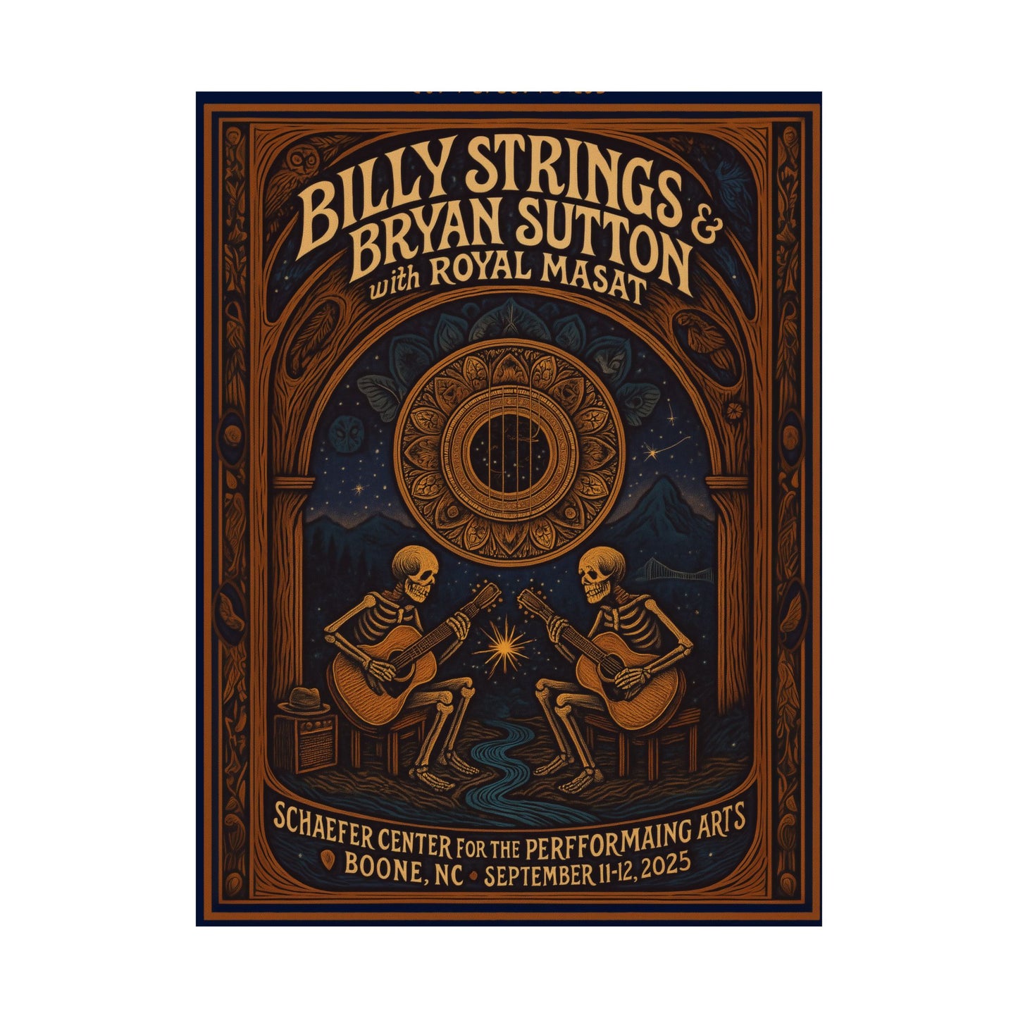Billy Strings & Bryan Sutton September 11 + 12, 2025 | Boone NC Concert Print - Schaefer Center | Fan Art