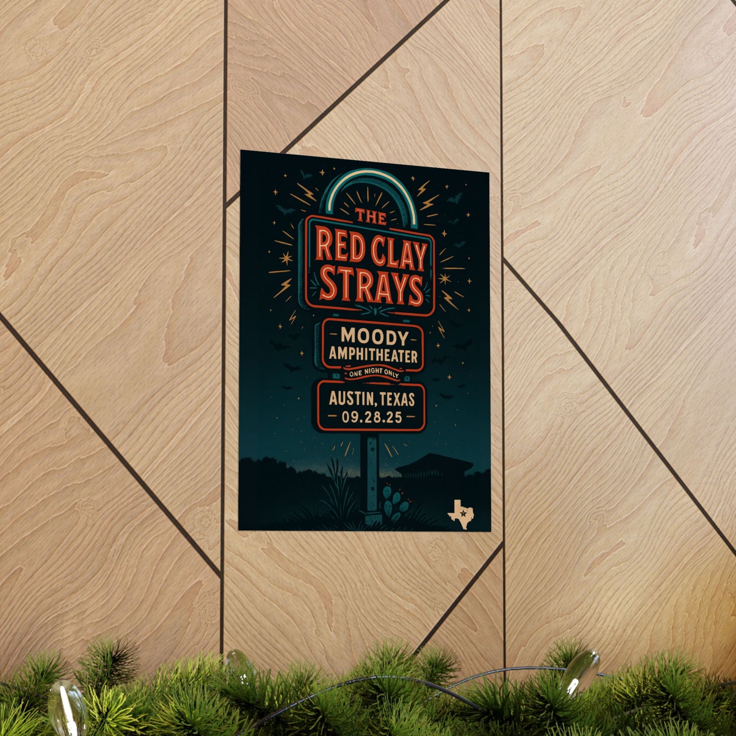 The Red Clay Strays Austin TX Concert Print | September 28, 2025 | Moody Amphitheater | Variant 2