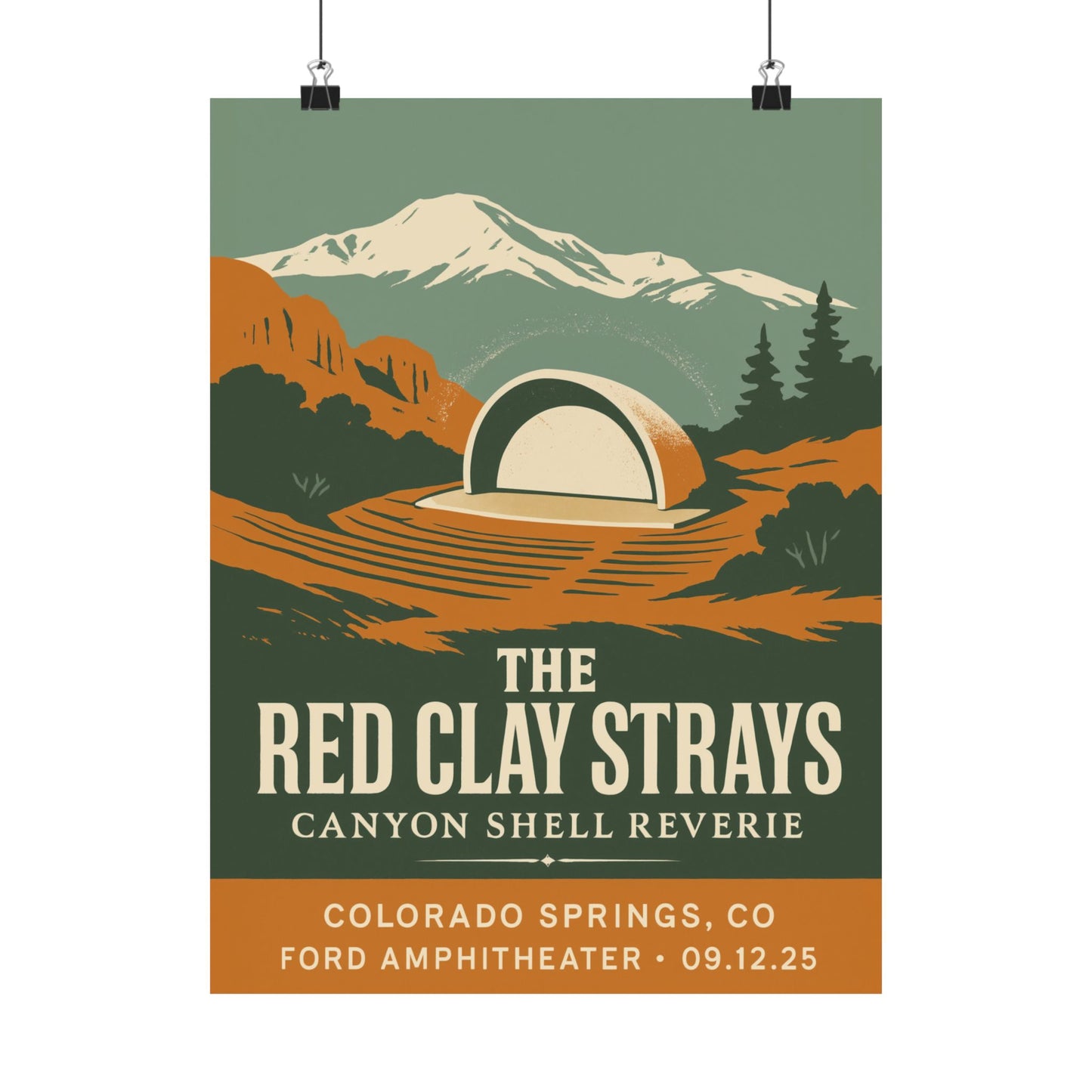 The Red Clay Strays Colorado Springs Concert Poster | September 12, 2025| Ford Amphitheater | Variant 1