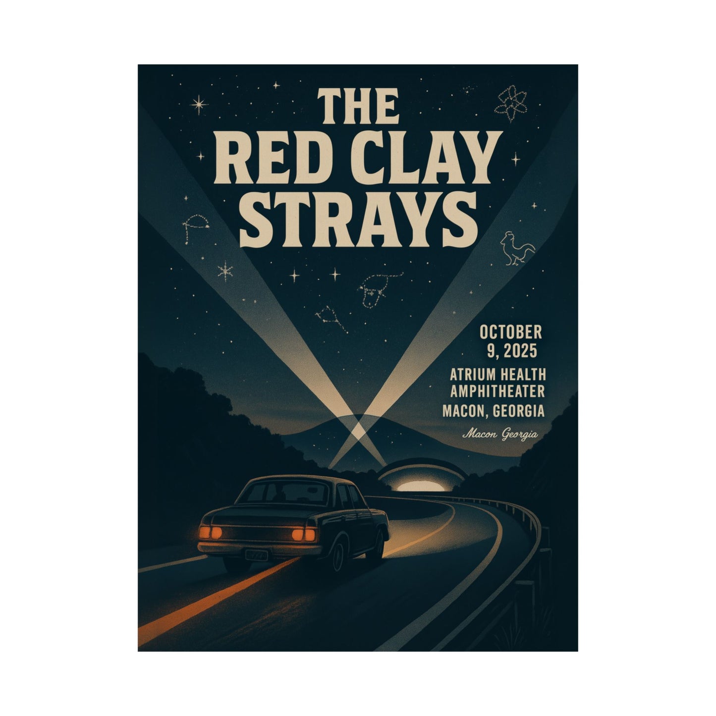 The Red Clay Strays Macon GA Concert Print | October 9, 2025 | Atrium Health Amphitheater | Variant 2