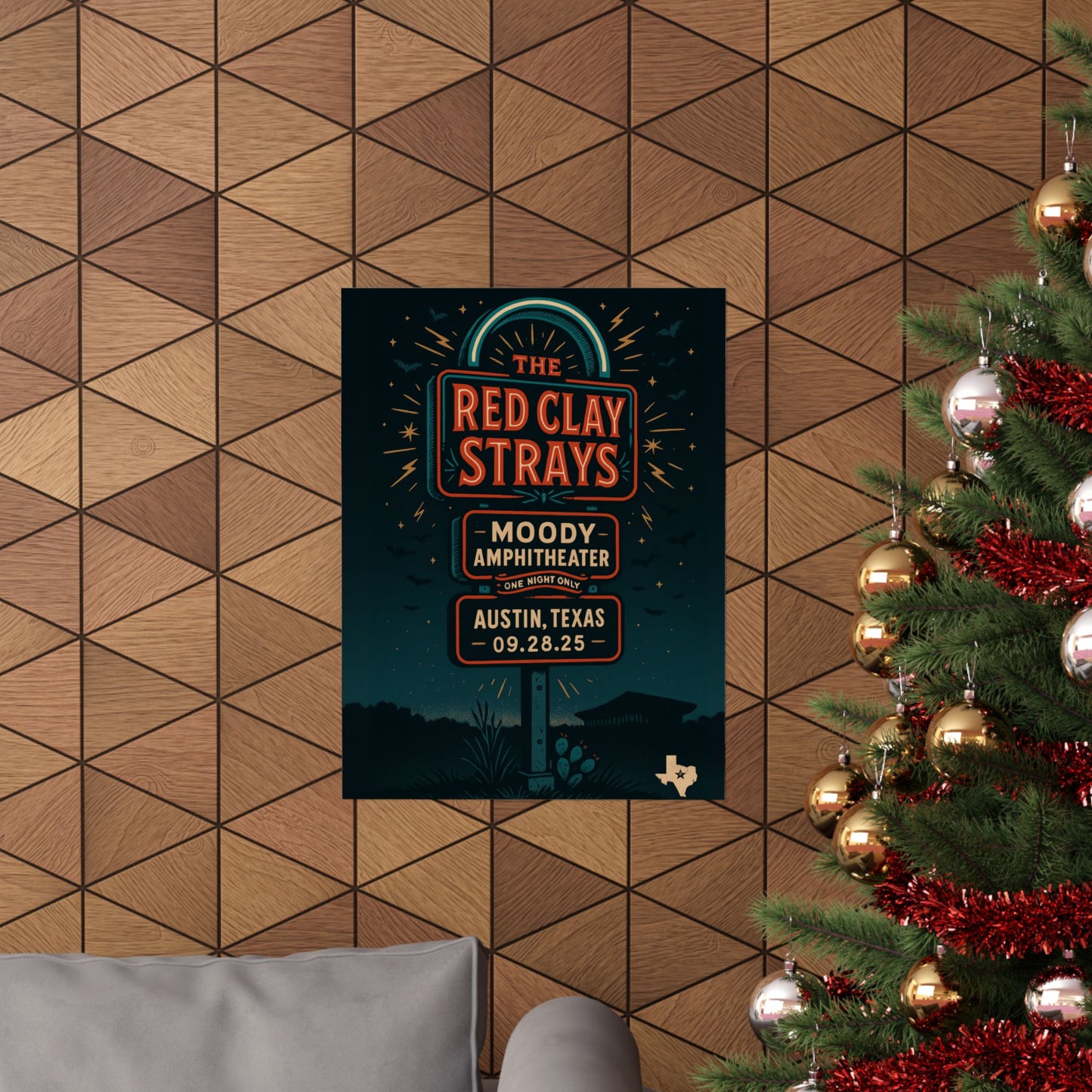 The Red Clay Strays Austin TX Concert Print | September 28, 2025 | Moody Amphitheater | Variant 2