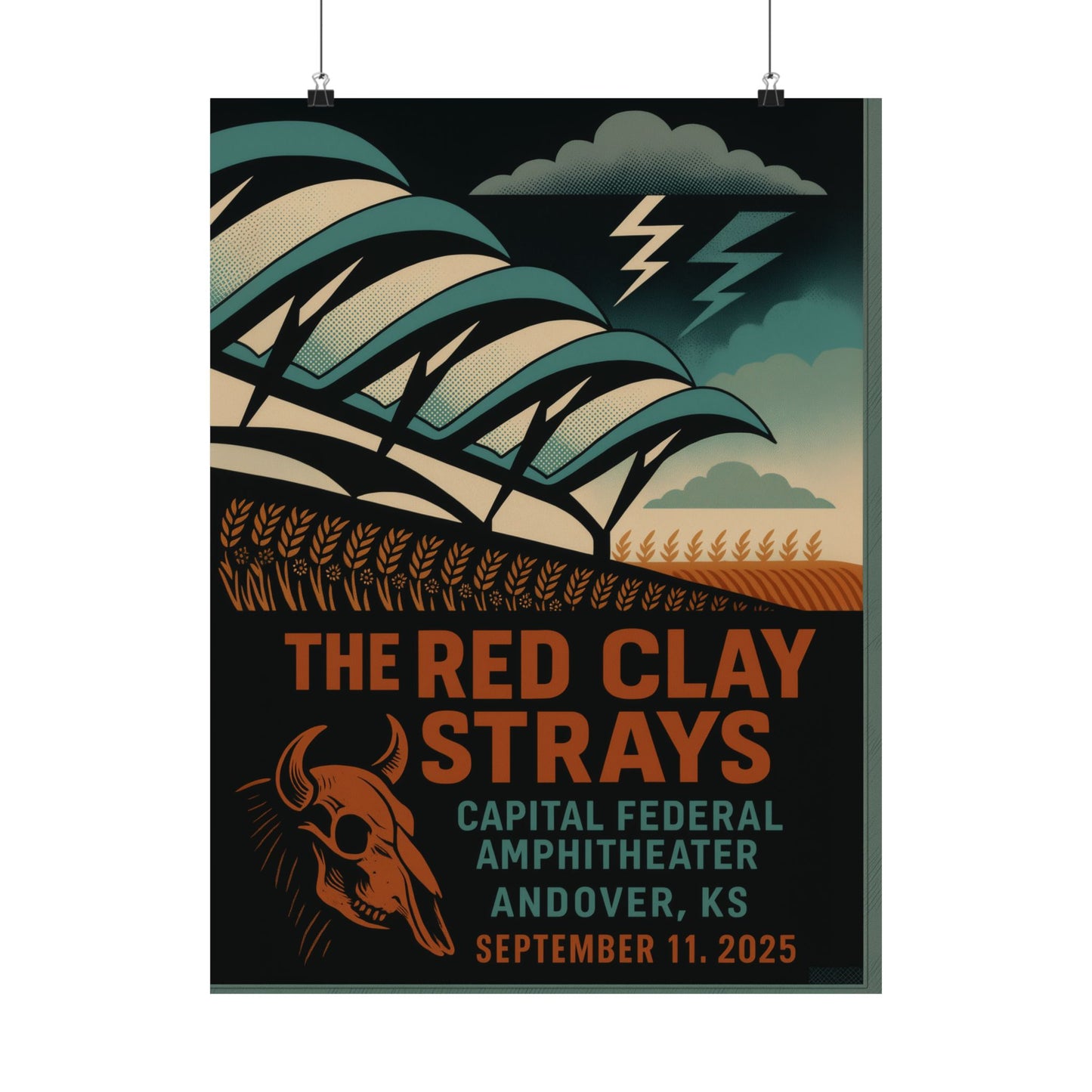 The Red Clay Strays Andover KS Print | September 11, 2025 | Capital Federal Amphitheater | Concert Poster | Variant 2