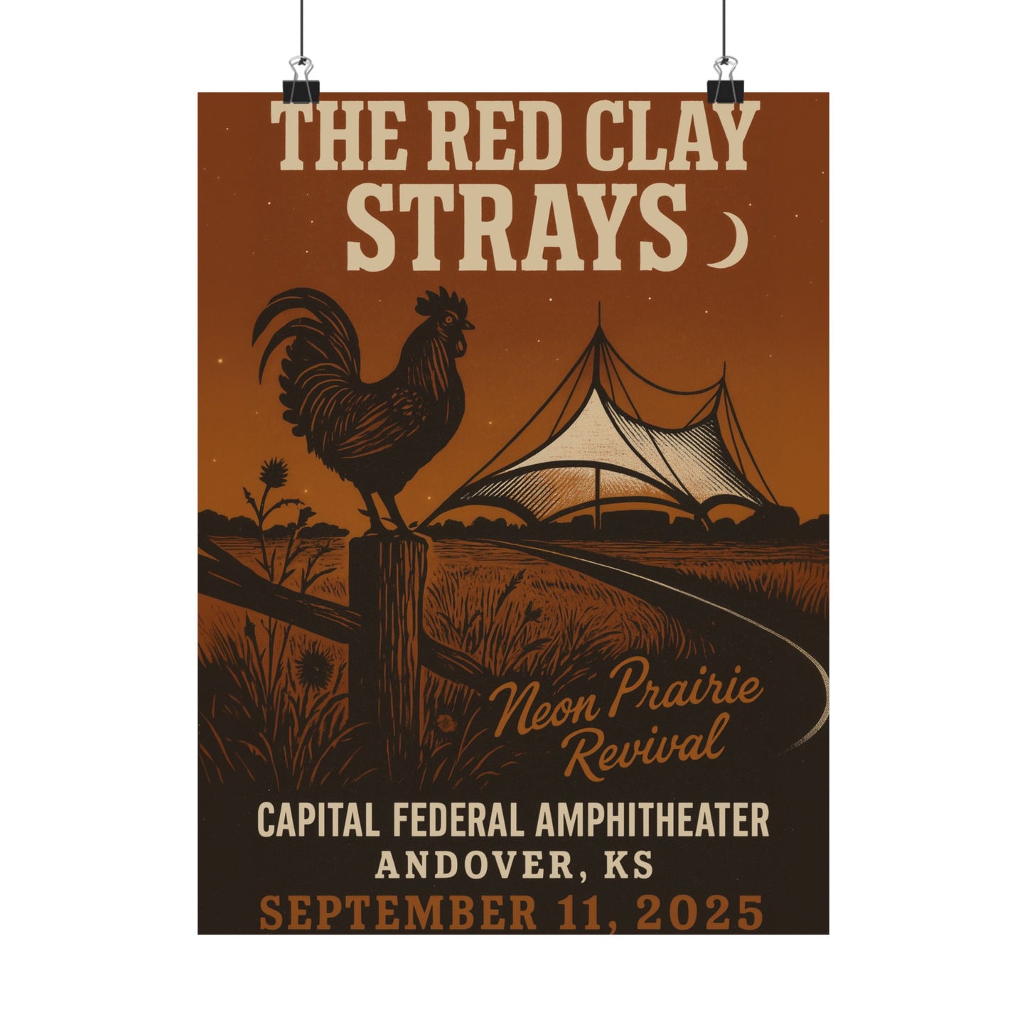 The Red Clay Strays Andover KS Print | September 11, 2025 | Capital Federal Amphitheater | Concert Poster | Variant 1