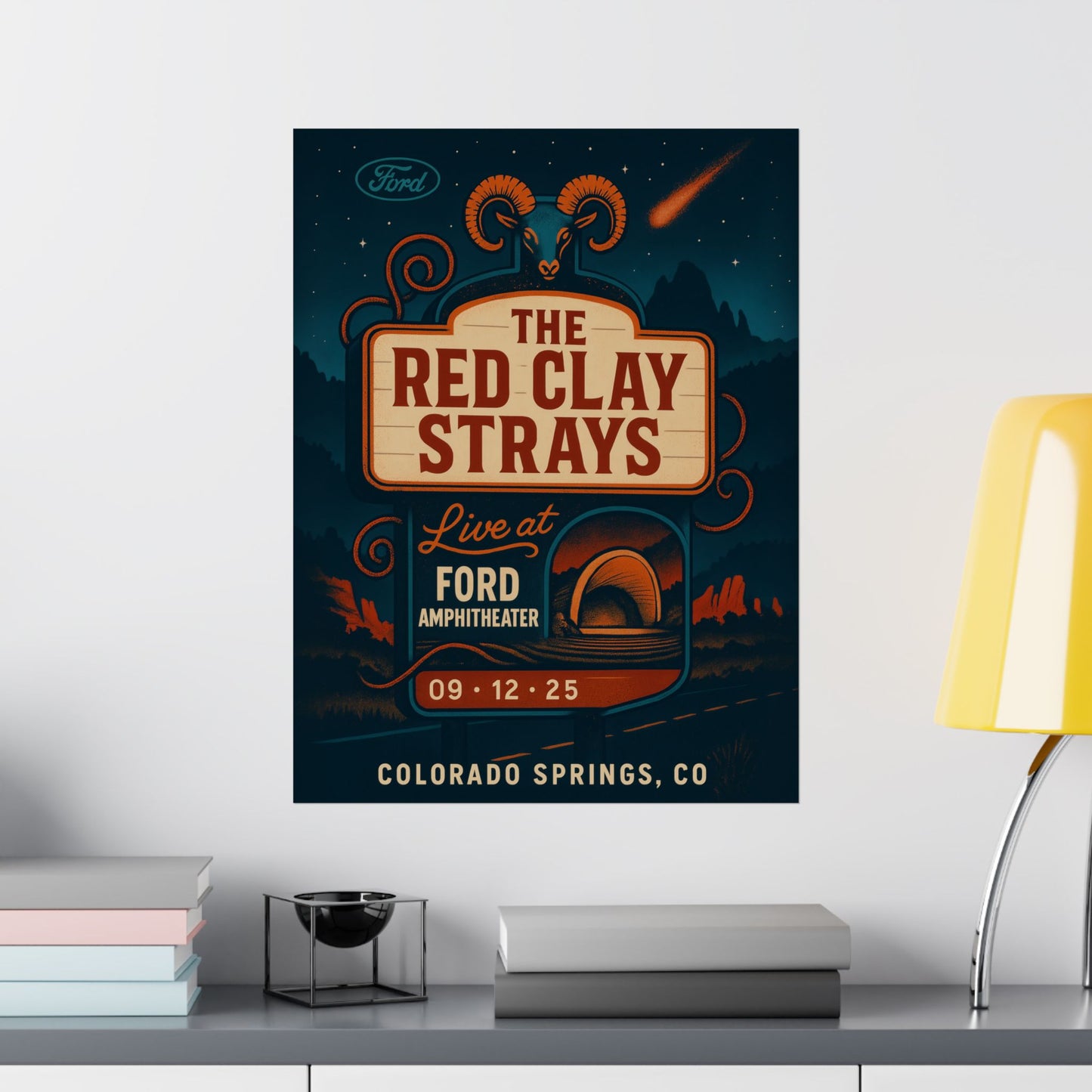 The Red Clay Strays Colorado Springs Concert Poster | September 12, 2025| Ford Amphitheater | Variant 3