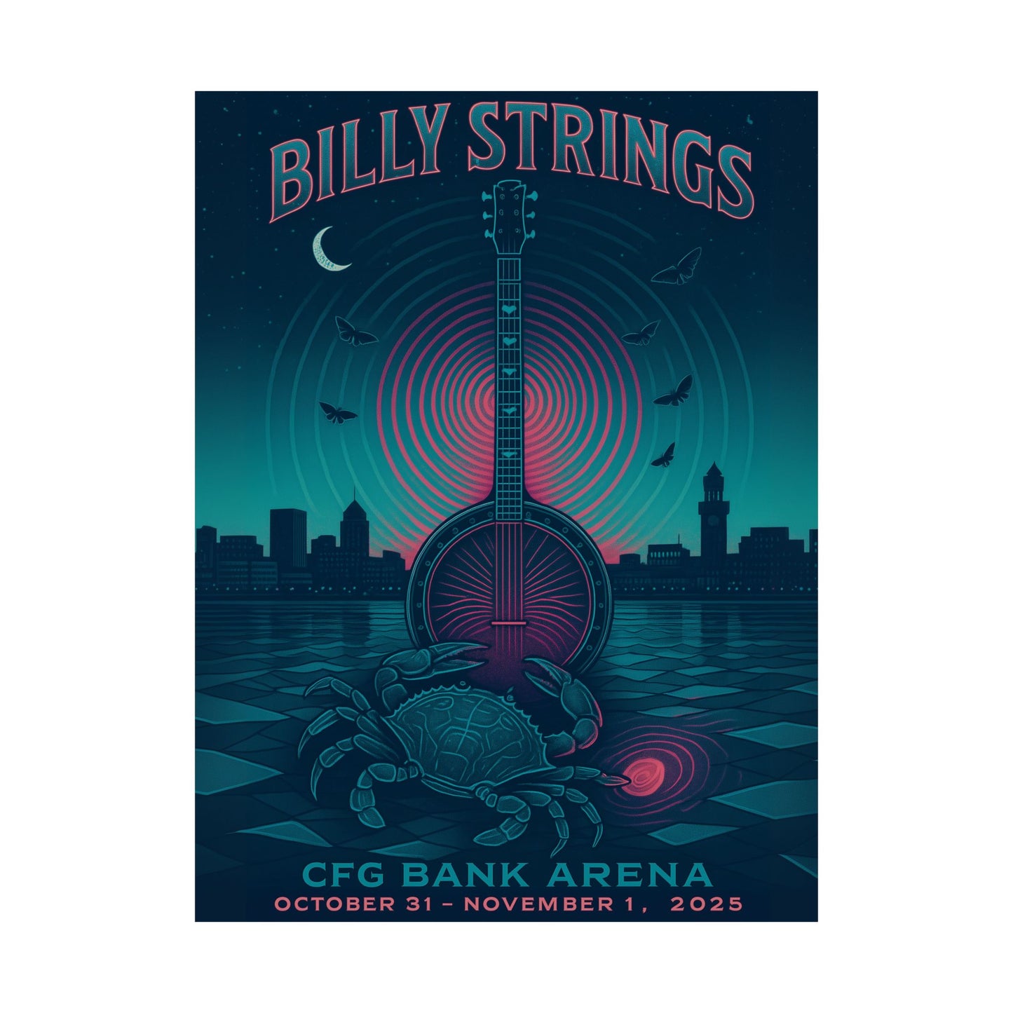 Billy Strings Baltimore October 31 & November 1, 2025 | CFG Bank Arena Art | Concert Print Variant 1