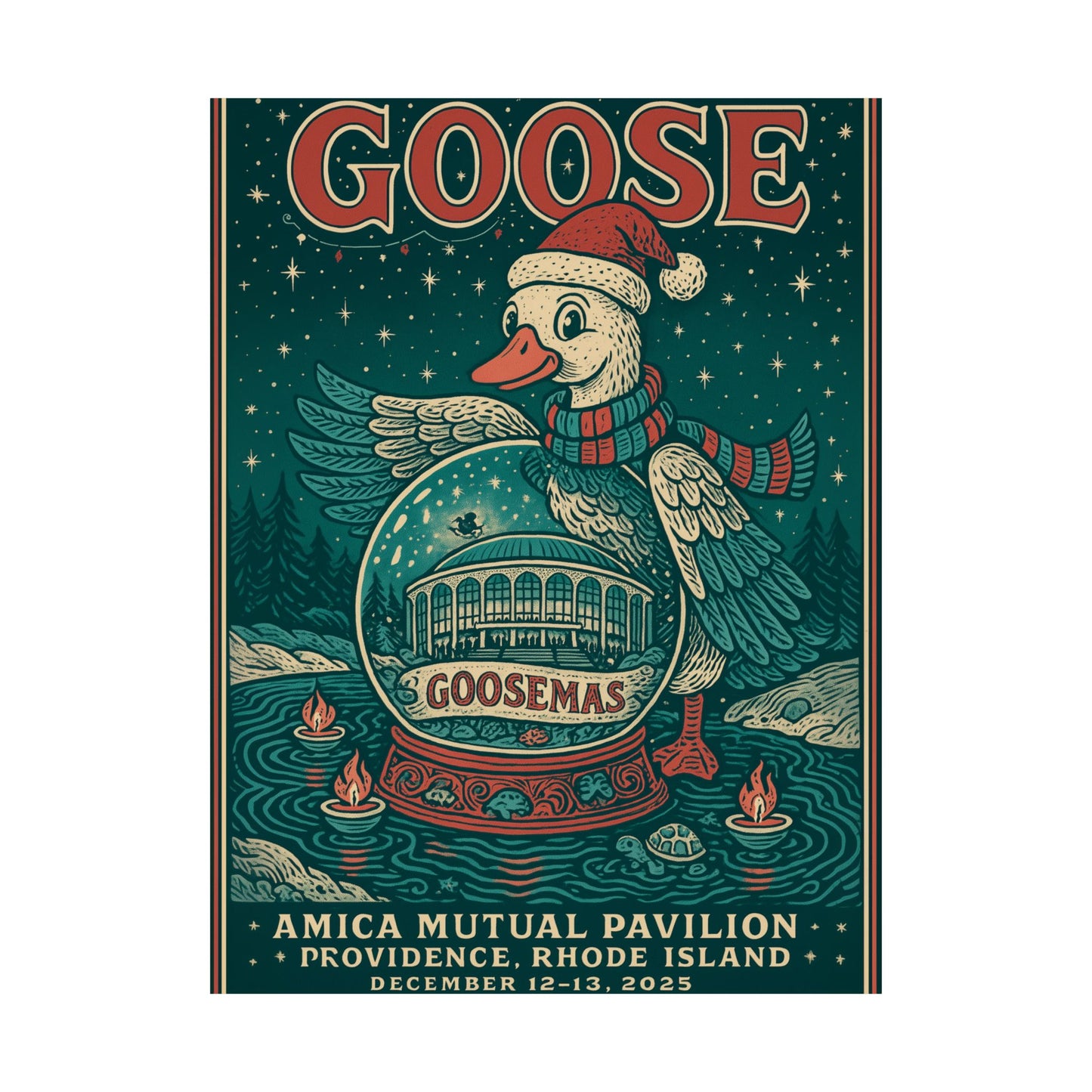 Goose Goosemas 2025 | Amica Mutual Pavilion | Providence, RI | December 12-13, 2025 | Concert Poster | Variant 3