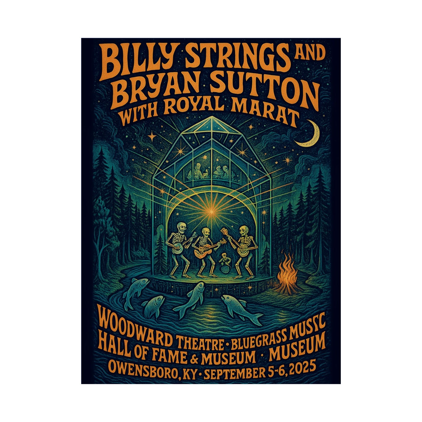 Billy Strings & Bryan Sutton Owensboro KY Concert Print | September 5 and 6, 2025 | Woodward Theatre