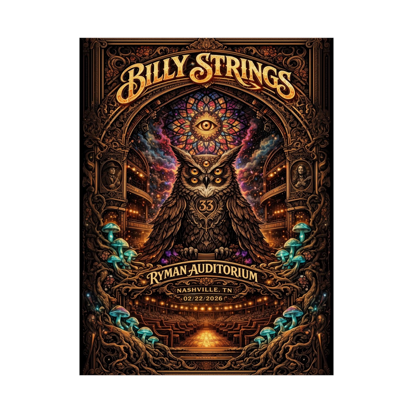 Billy Strings | 02/22/2026 | Nashville, TN | Concert Poster  | V1