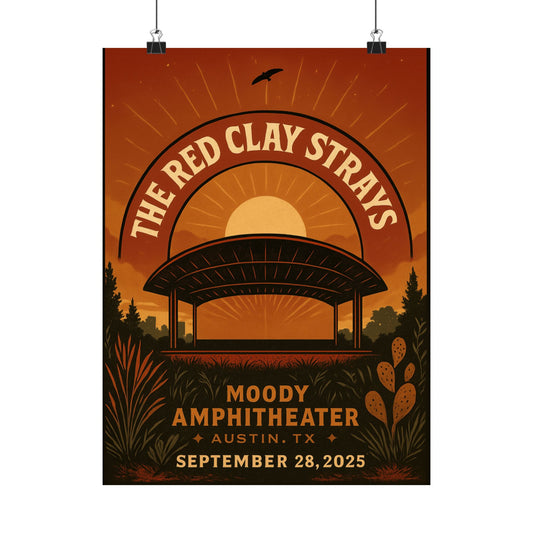 The Red Clay Strays Austin TX Concert Print | September 28, 2025 | Moody Amphitheater | Variant 1