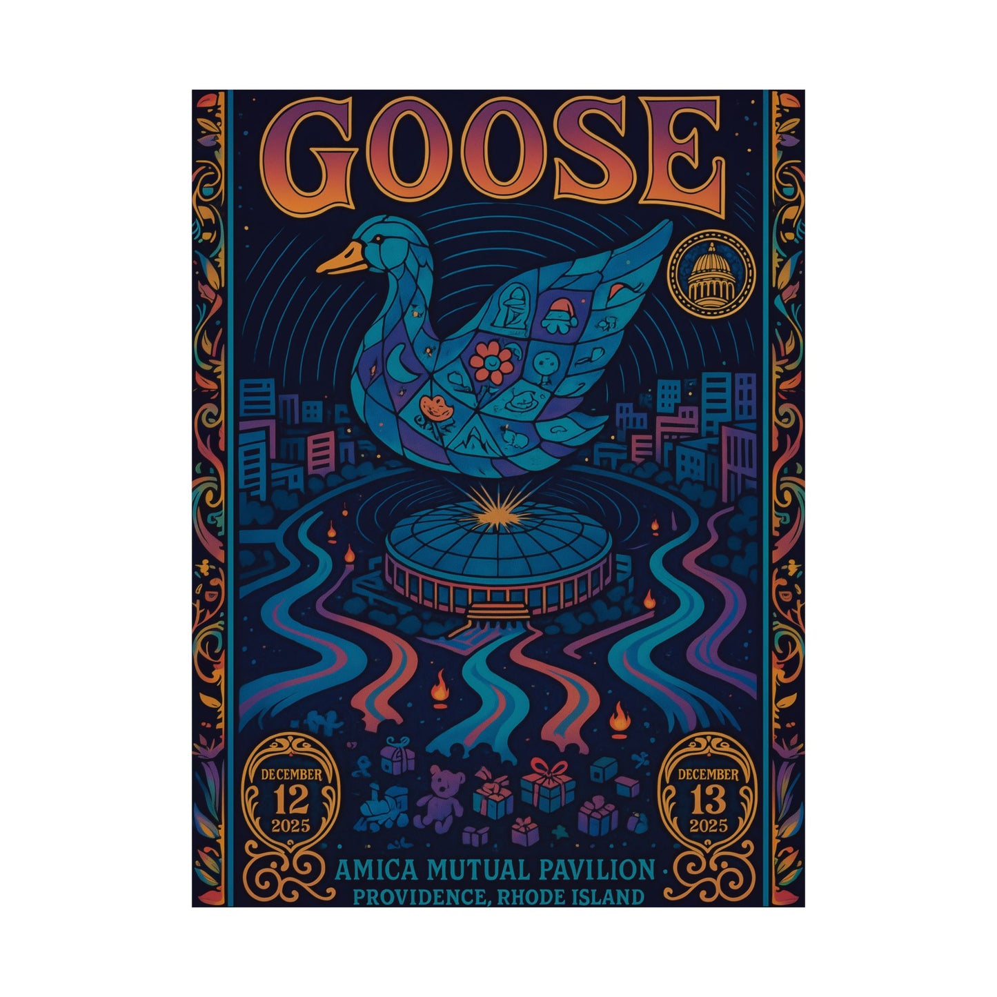 Goose Goosemas 2025 | Amica Mutual Pavilion | Providence, RI | December 12-13, 2025 | Concert Poster | Variant 4