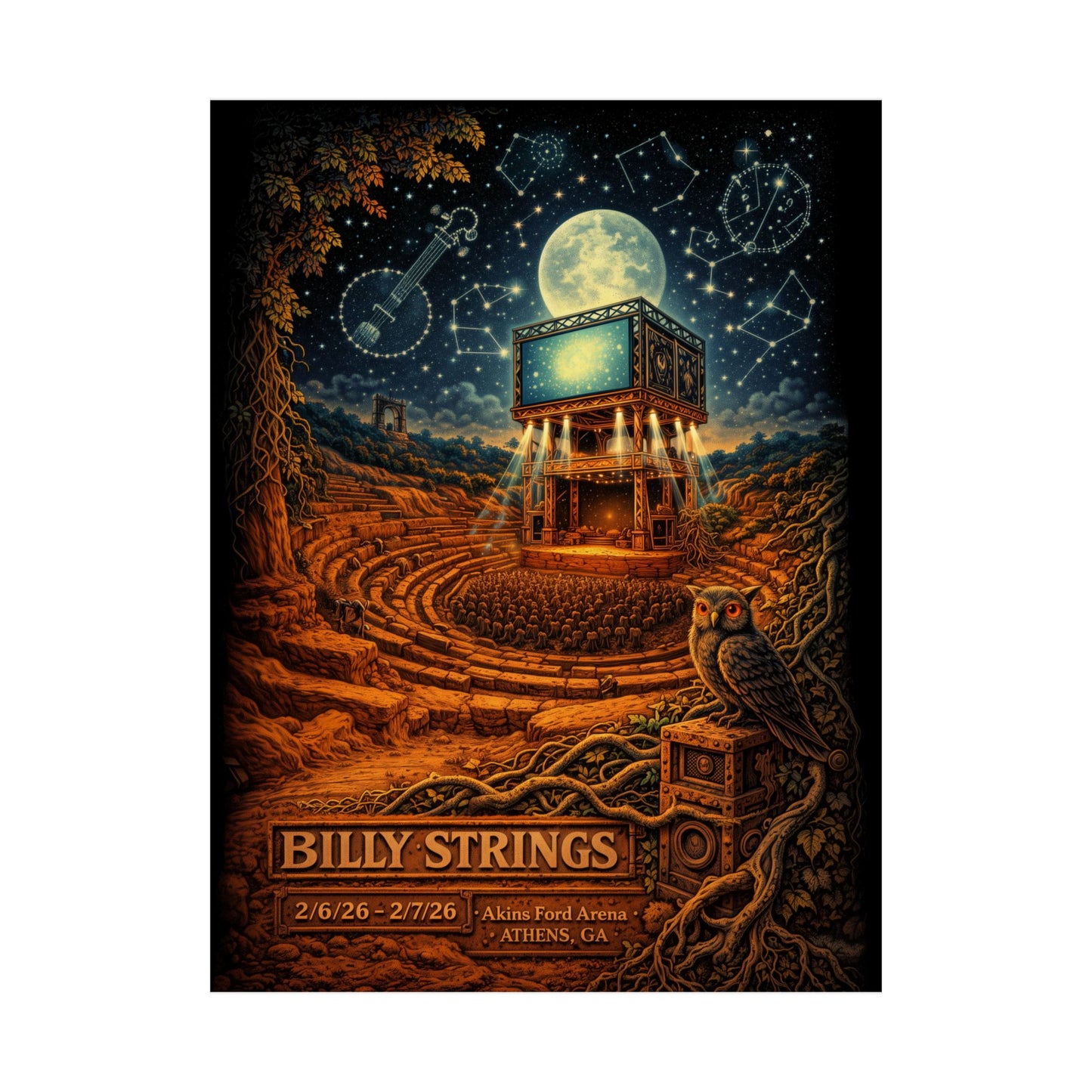 Billy Strings | 2/6/26 - 2/7/26 | Athens, GA | Concert Poster  | V2