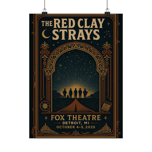 The Red Clay Strays Detroit MI Concert Print | October 4-5, 2025 | Fox Theatre | Variant 1