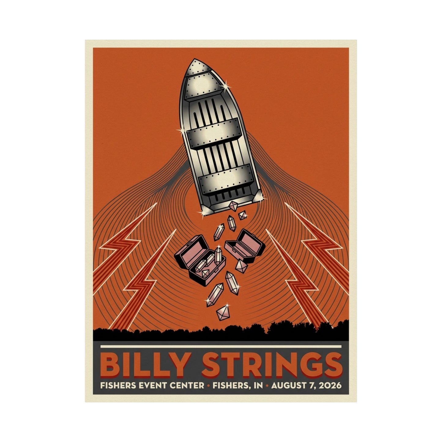 Billy Strings | August 7, 2026 | Fishers, IN | Concert Poster
