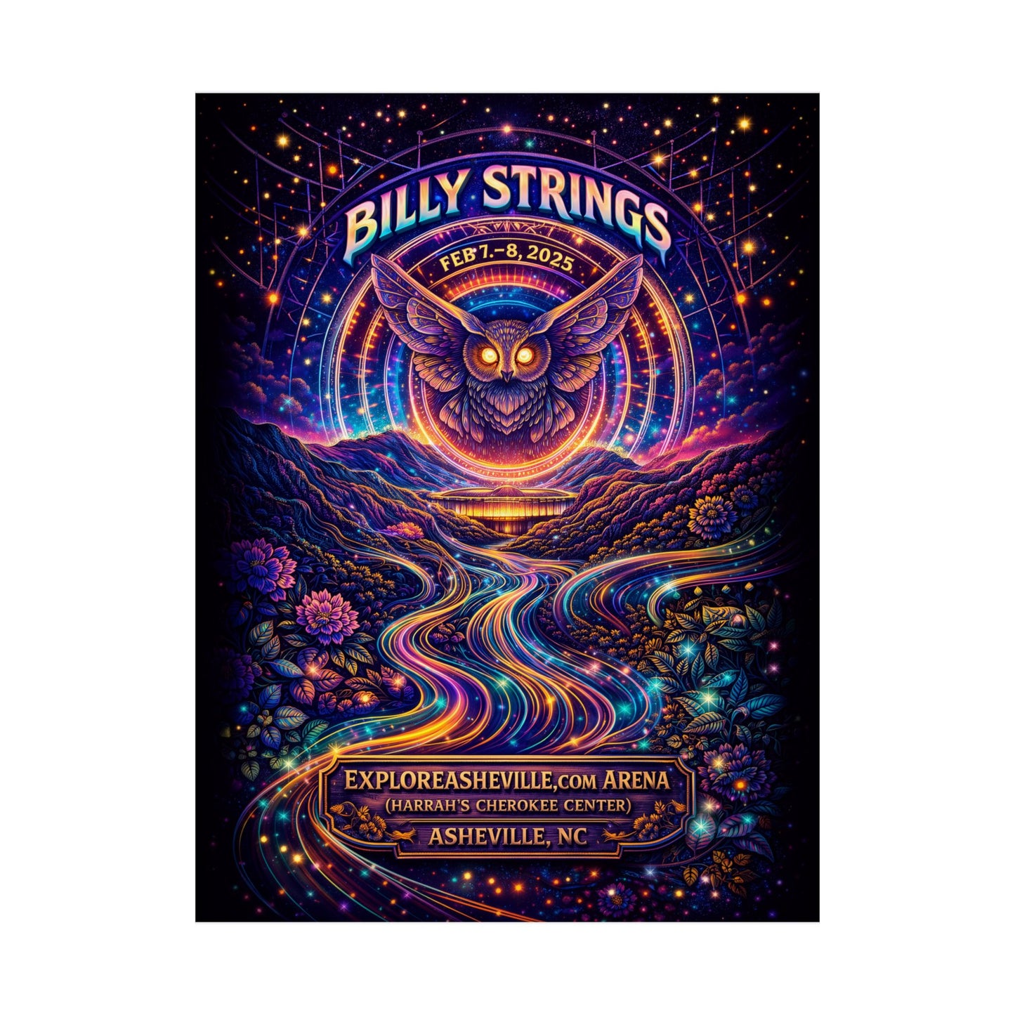 Billy Strings | 2/7/25 - 2/8/25 | Asheville, NC | Concert Poster  | Weekend 1 V2