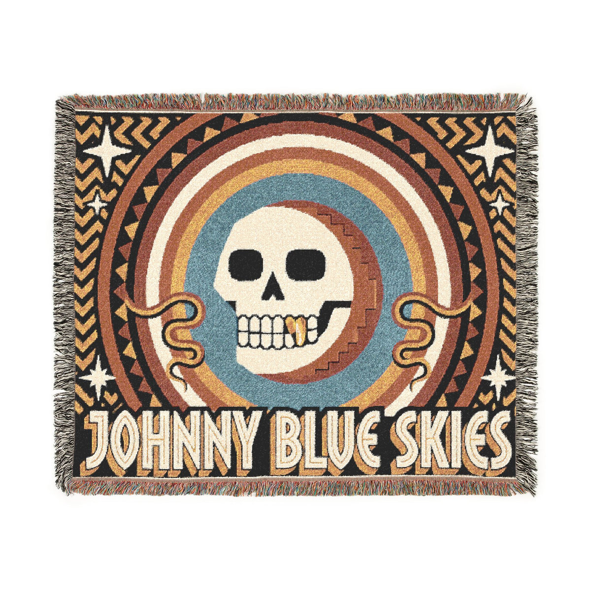 Johnny Blue Skies | Skull Moon Rising | Woven Blanket