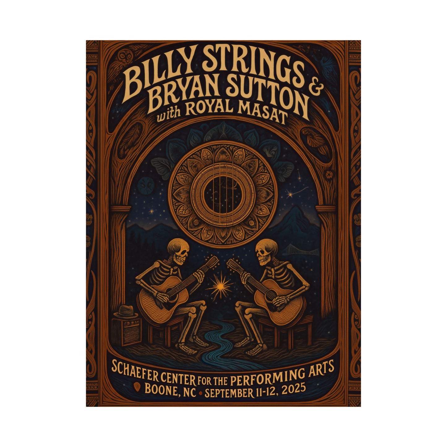 Billy Strings & Bryan Sutton Boone NC Concert Print | September 11 + 12, 2025 | Schaefer Center