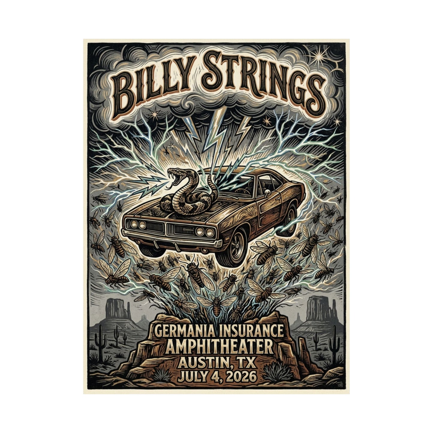 Billy Strings | July 4, 2026 | Austin, TX | Concert Poster