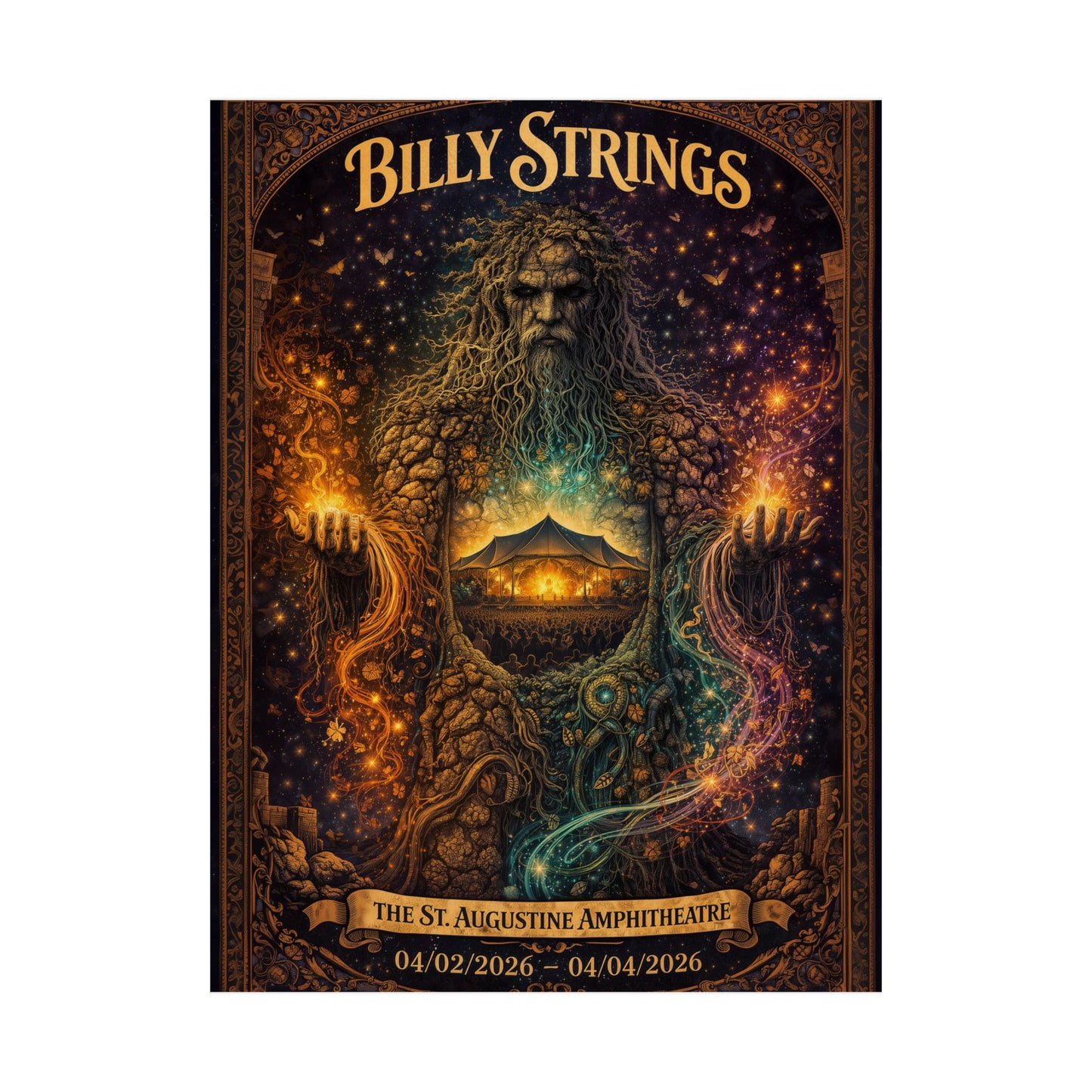 Billy Strings | 4/2/26 - 4/4/26 | St. Augustine, FL | Concert Poster  | V2