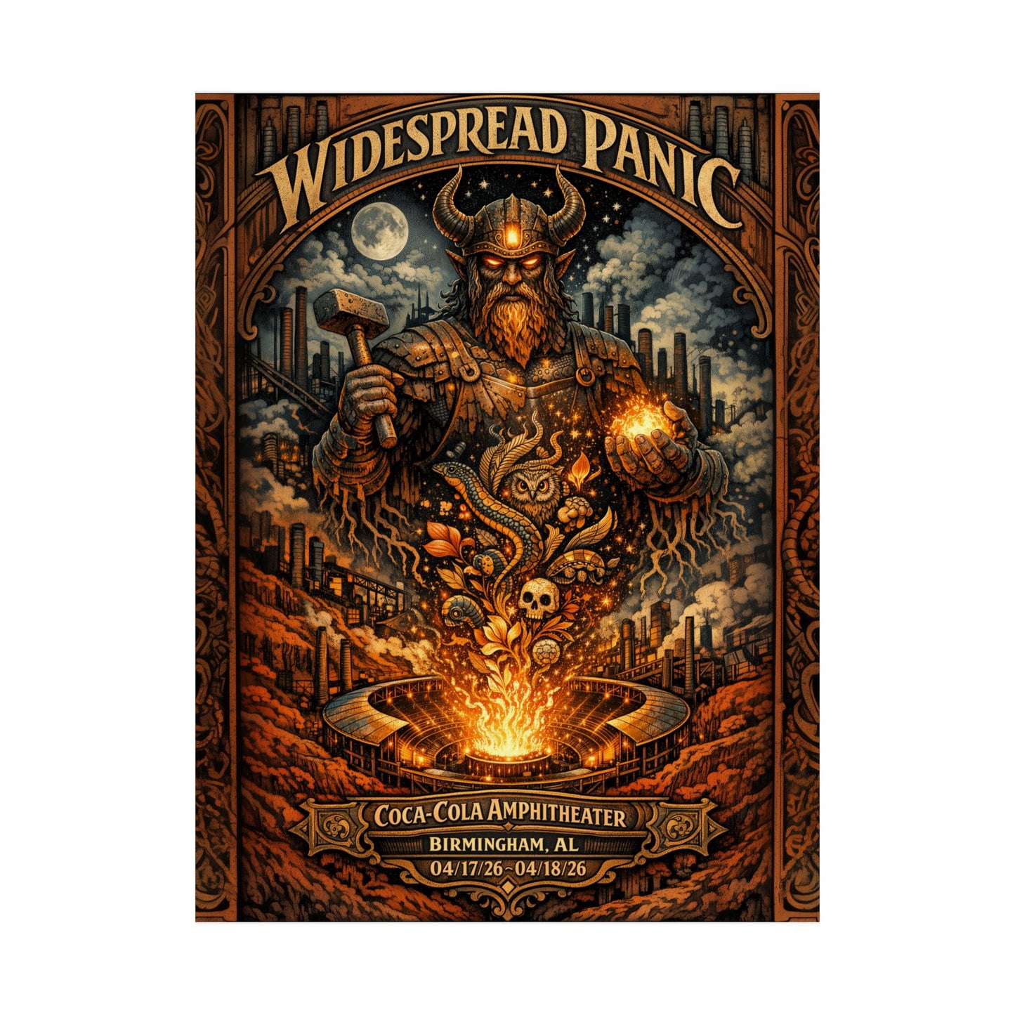 Widespread Panic | 04/17/26–04/18/26 | Birmingham, AL | Concert Poster  | V1