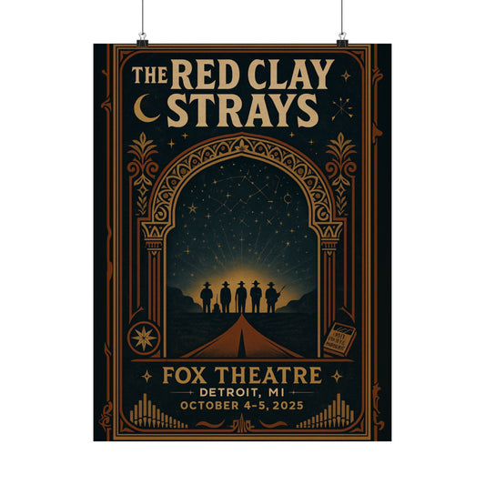 The Red Clay Strays Detroit MI Concert Print | October 4-5, 2025 | Fox Theatre | Variant 1